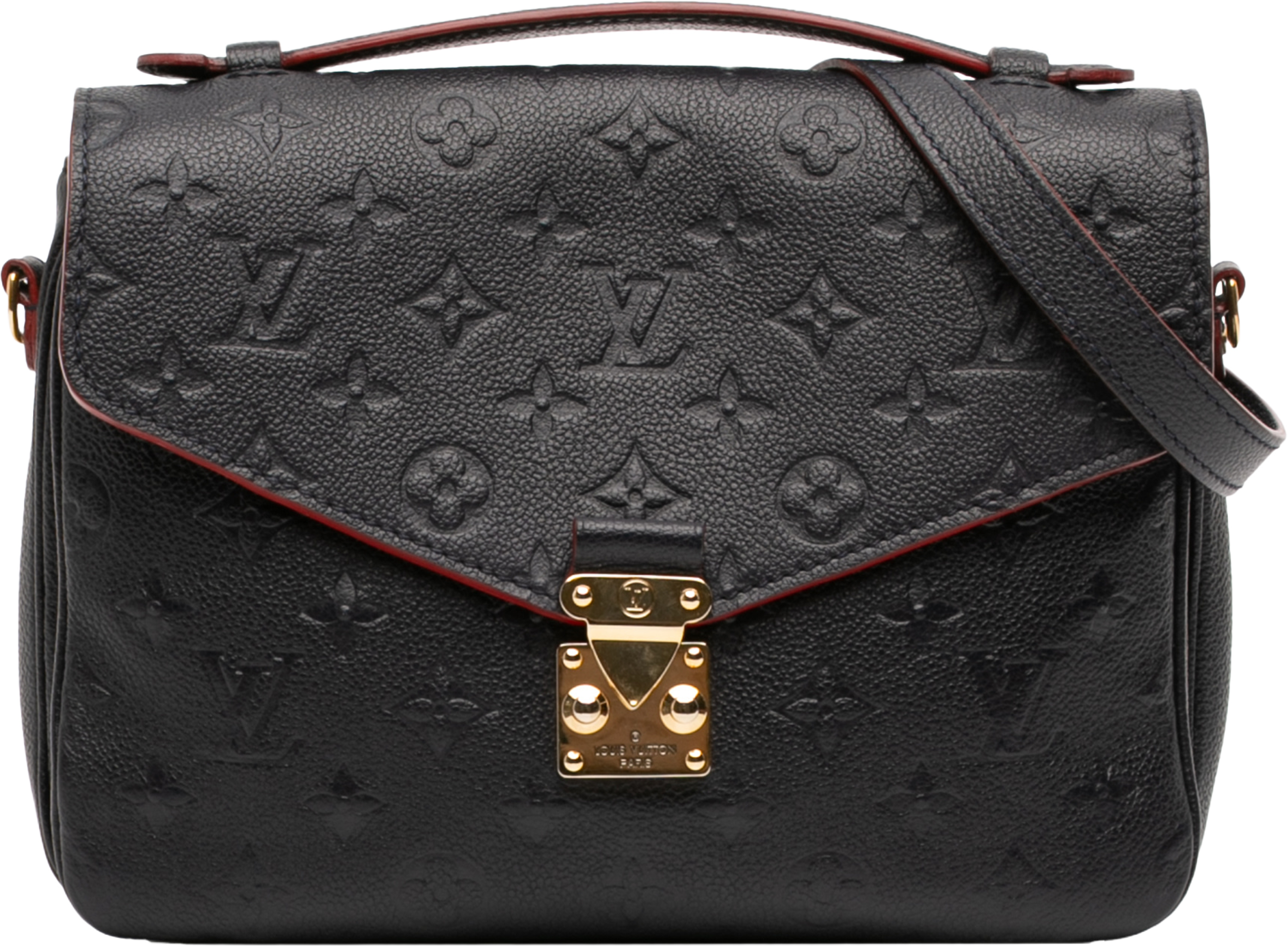 Louis Vuitton Monogram Empreinte Pochette Metis, från Luxclusif, i färgen navy. Klicka för att öppna bilden i stort format