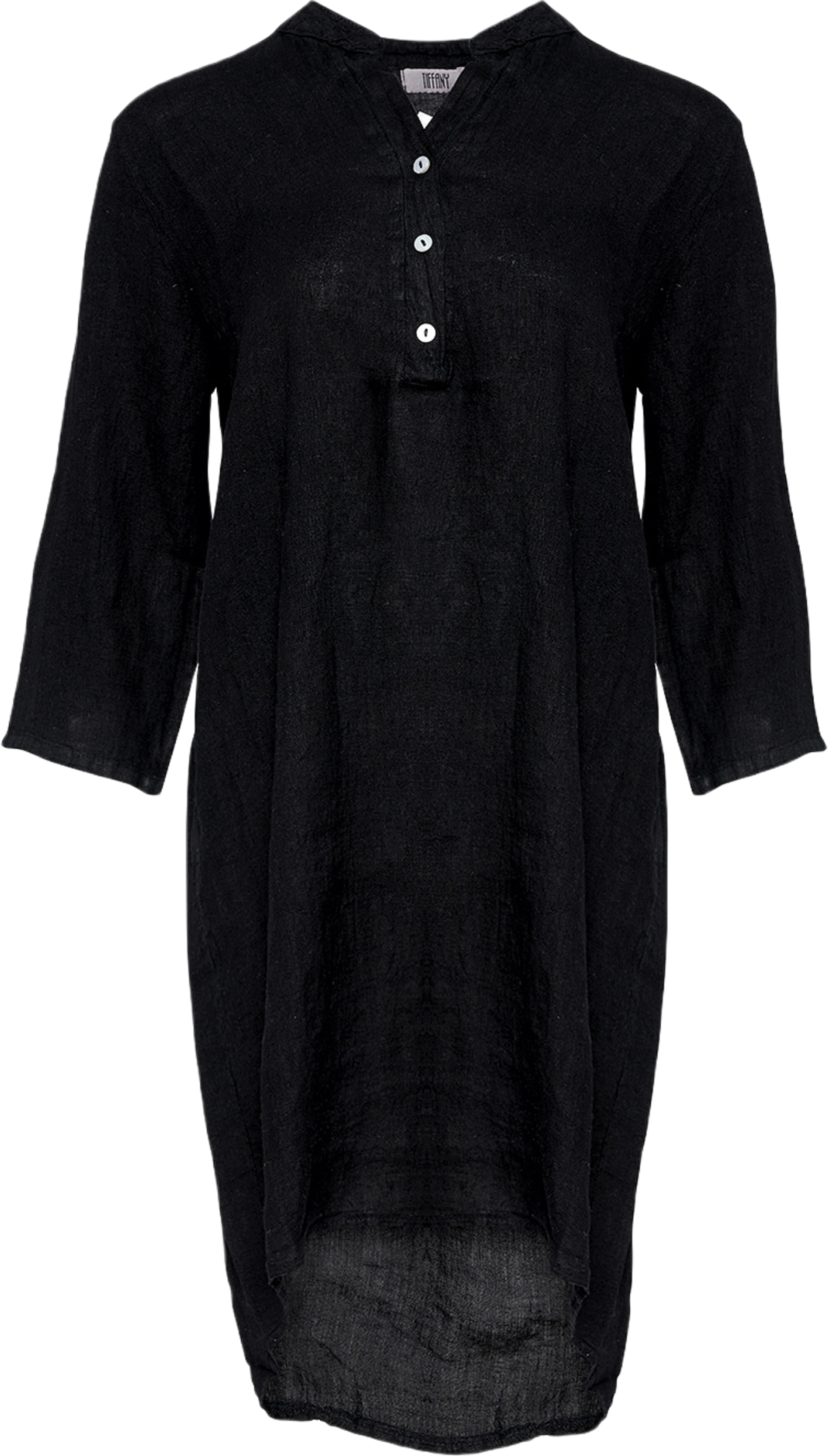 17690p, Shirt Dress With Pocket, Linen - Black