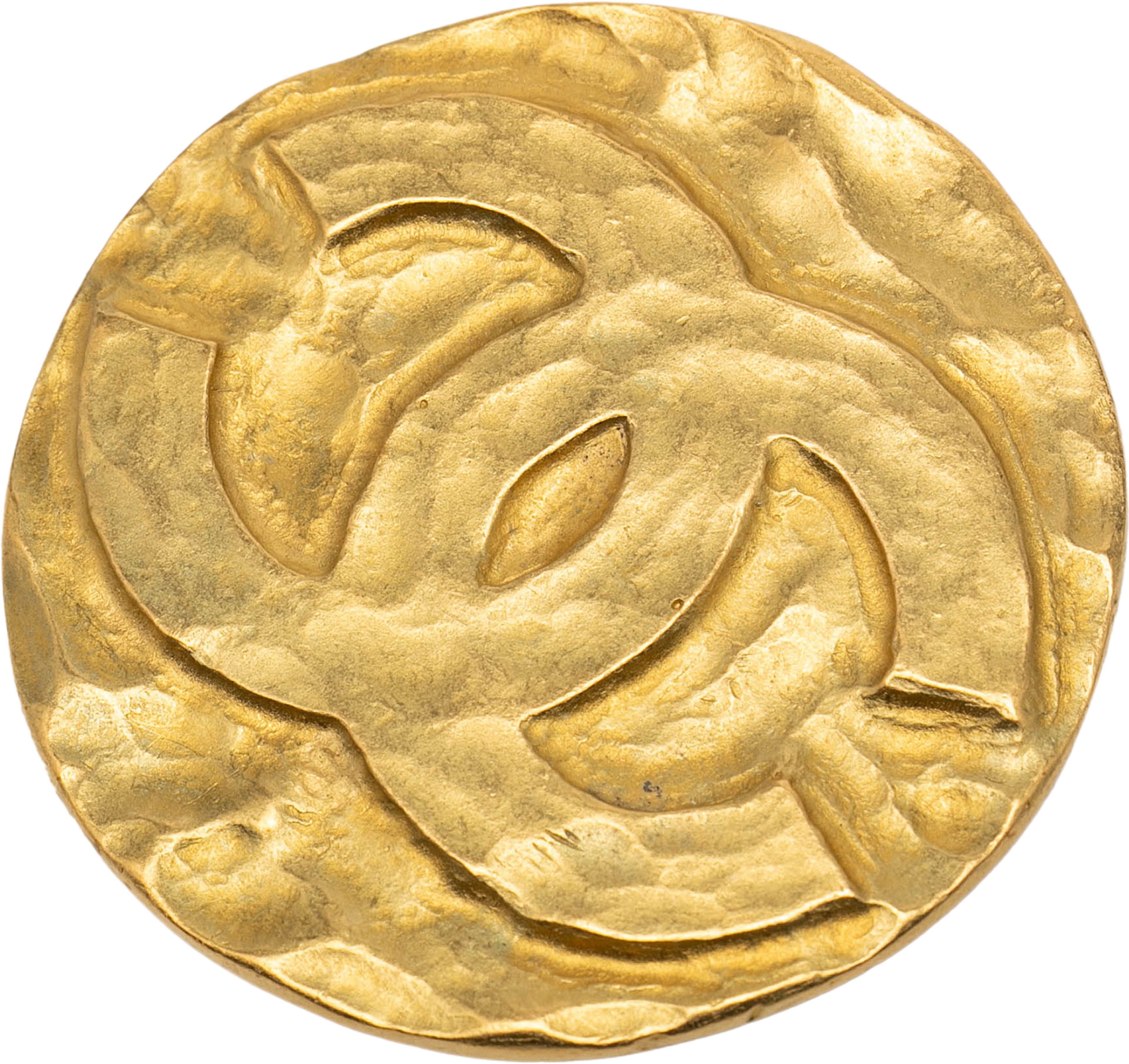 Chanel Cc Gold Plated Round Brooch, från Luxclusif, i färgen gold. Klicka för att öppna bilden i stort format