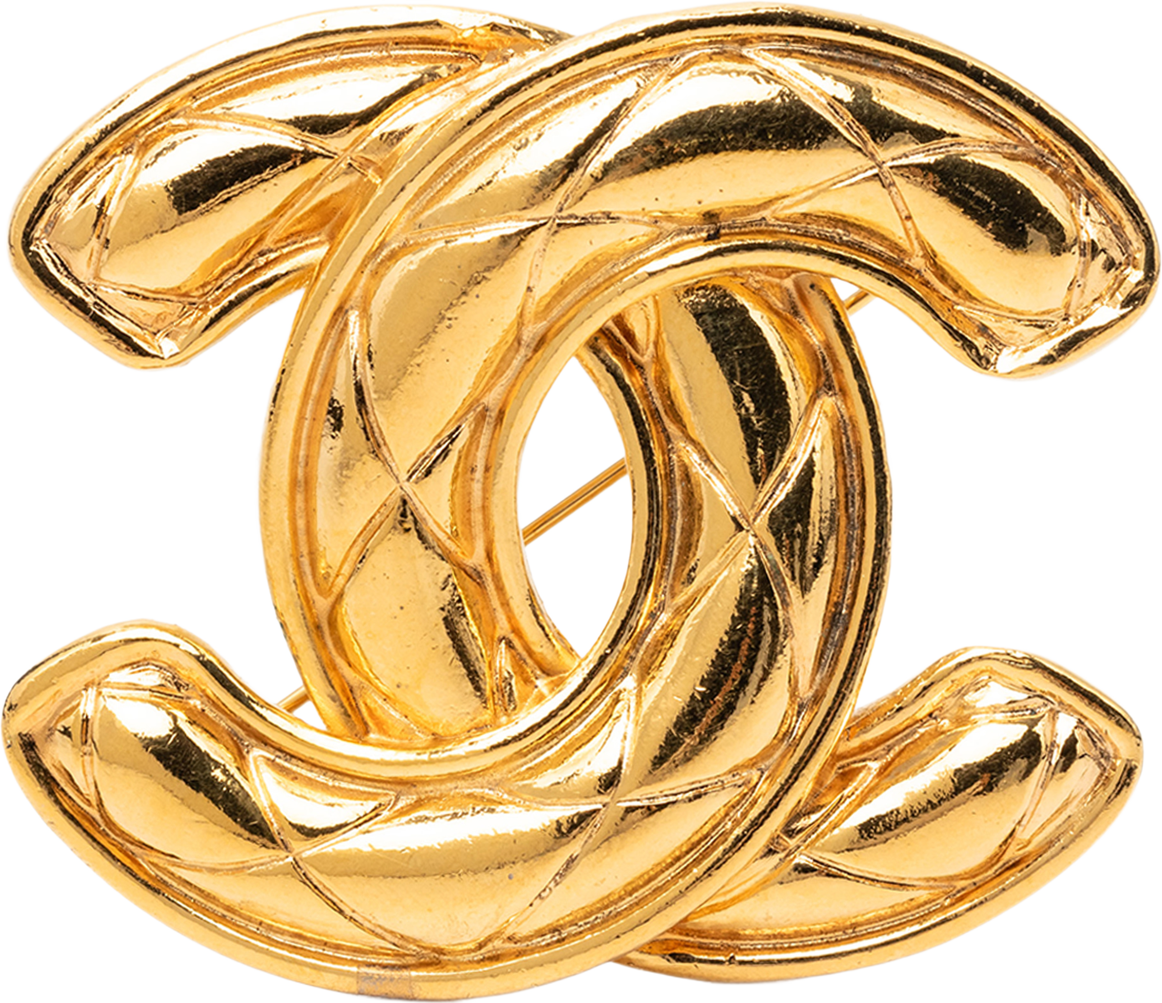 Chanel Cc Gold Plated Quilted Brooch, från Luxclusif, i färgen guld. Klicka för att öppna bilden i stort format