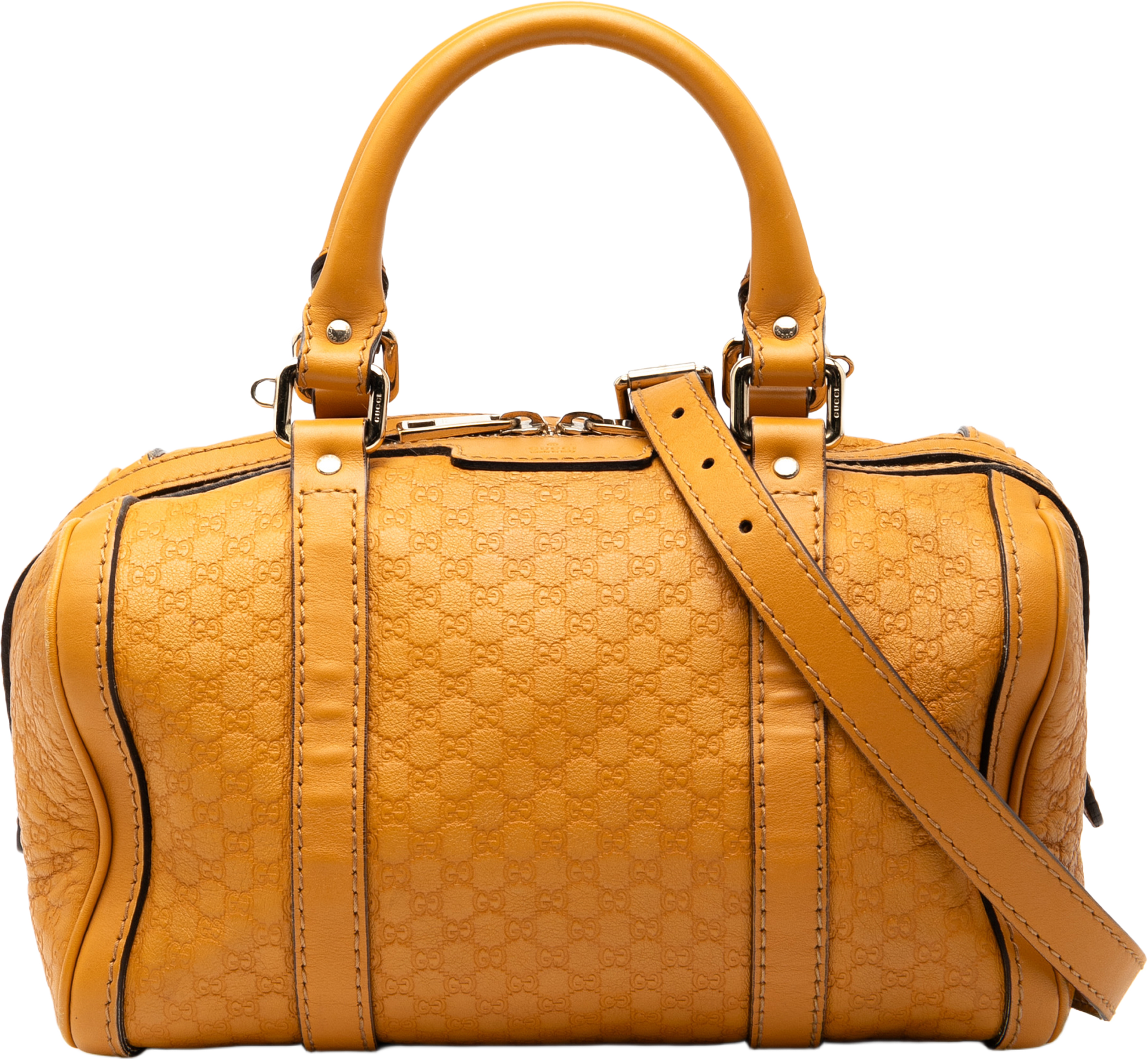 Gucci Small Microguccissima Joy Boston Bag, från Luxclusif, i färgen mustard. Klicka för att öppna bilden i stort format