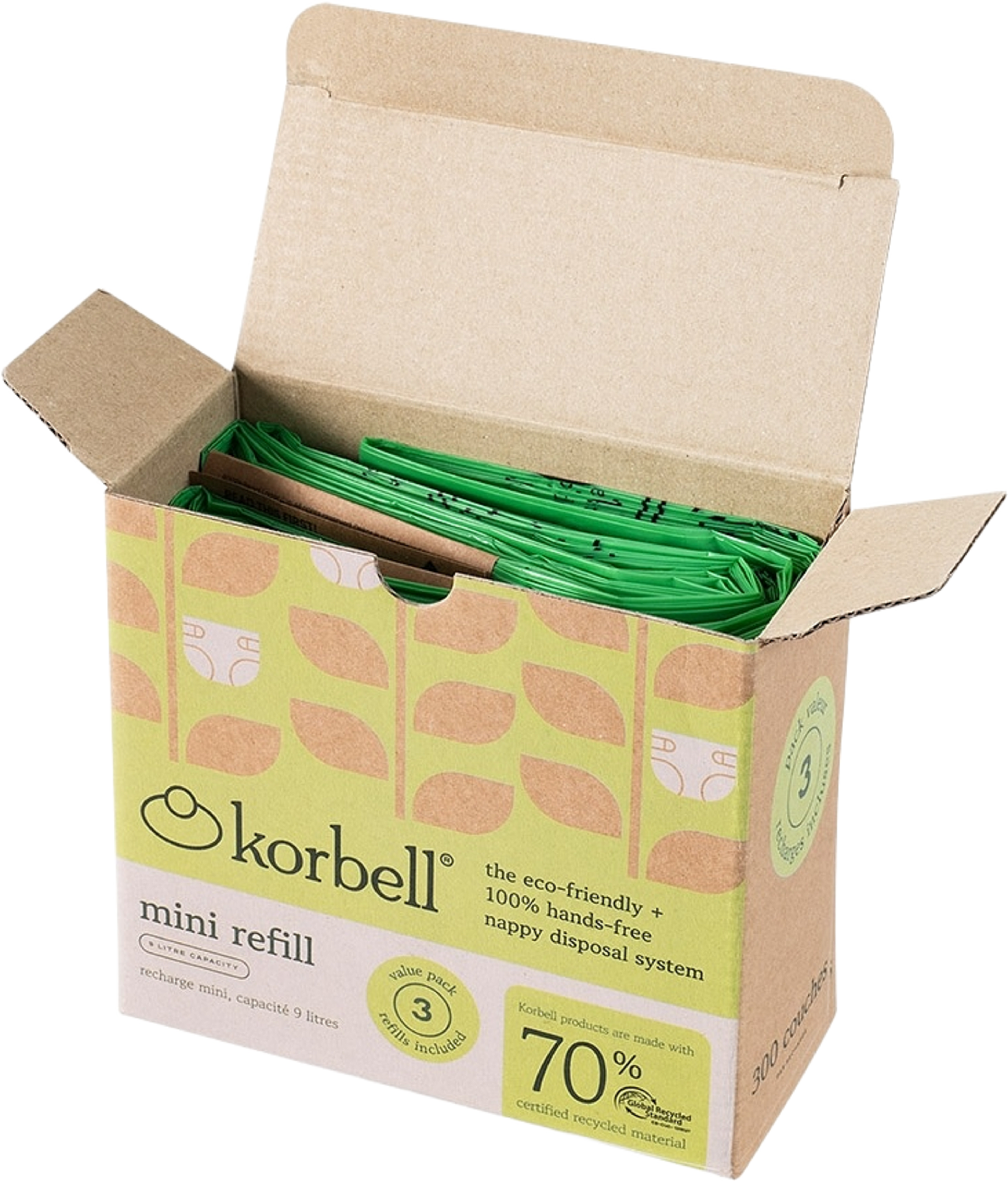 Korbell Mini Refill 3-pack Grs-certfierad, från Korbell, i färgen grön. Klicka för att öppna bilden i stort format