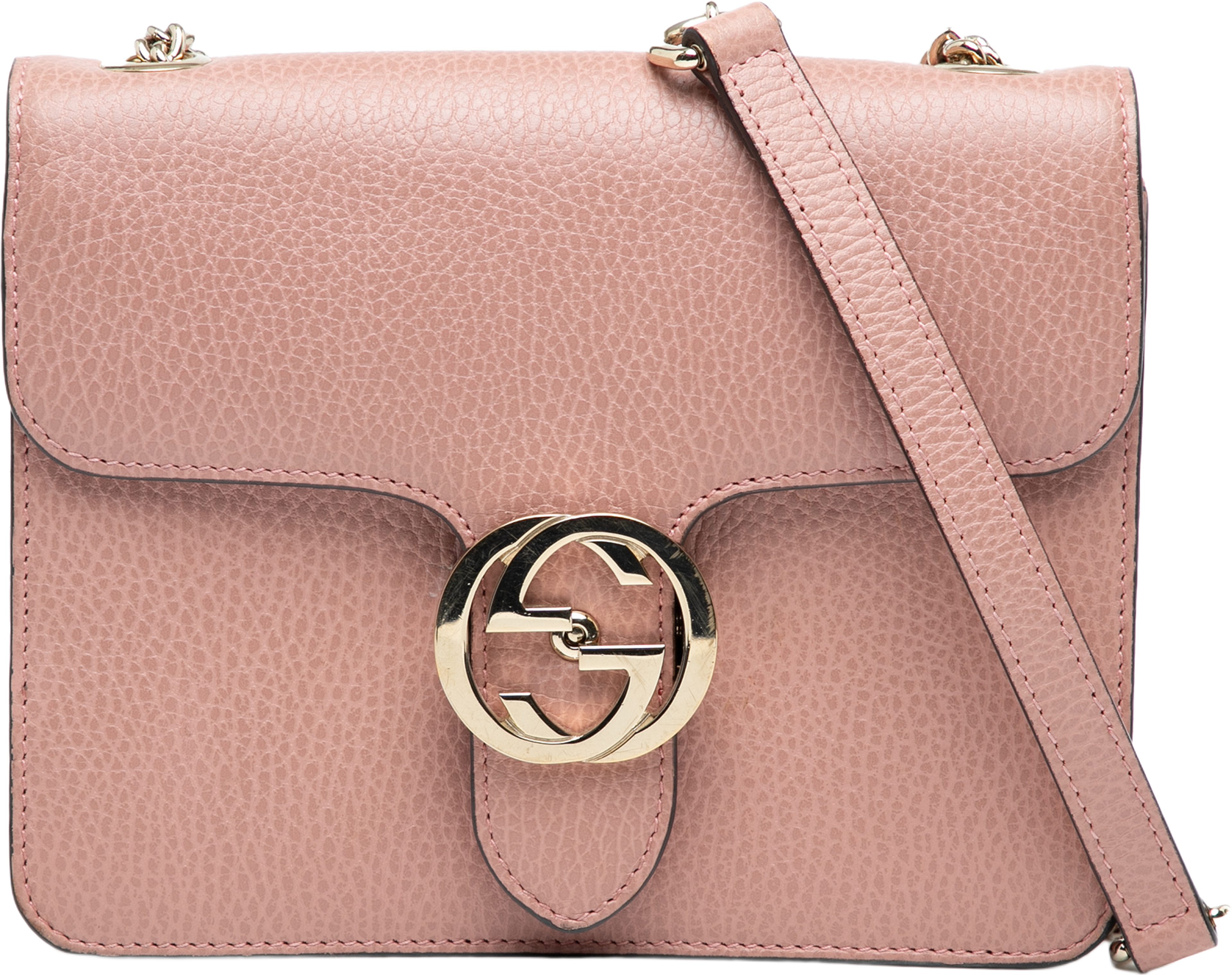 Gucci Small Dollar Calfskin Interlocking G Crossbody, från Luxclusif, i färgen pink. Klicka för att öppna bilden i stort format