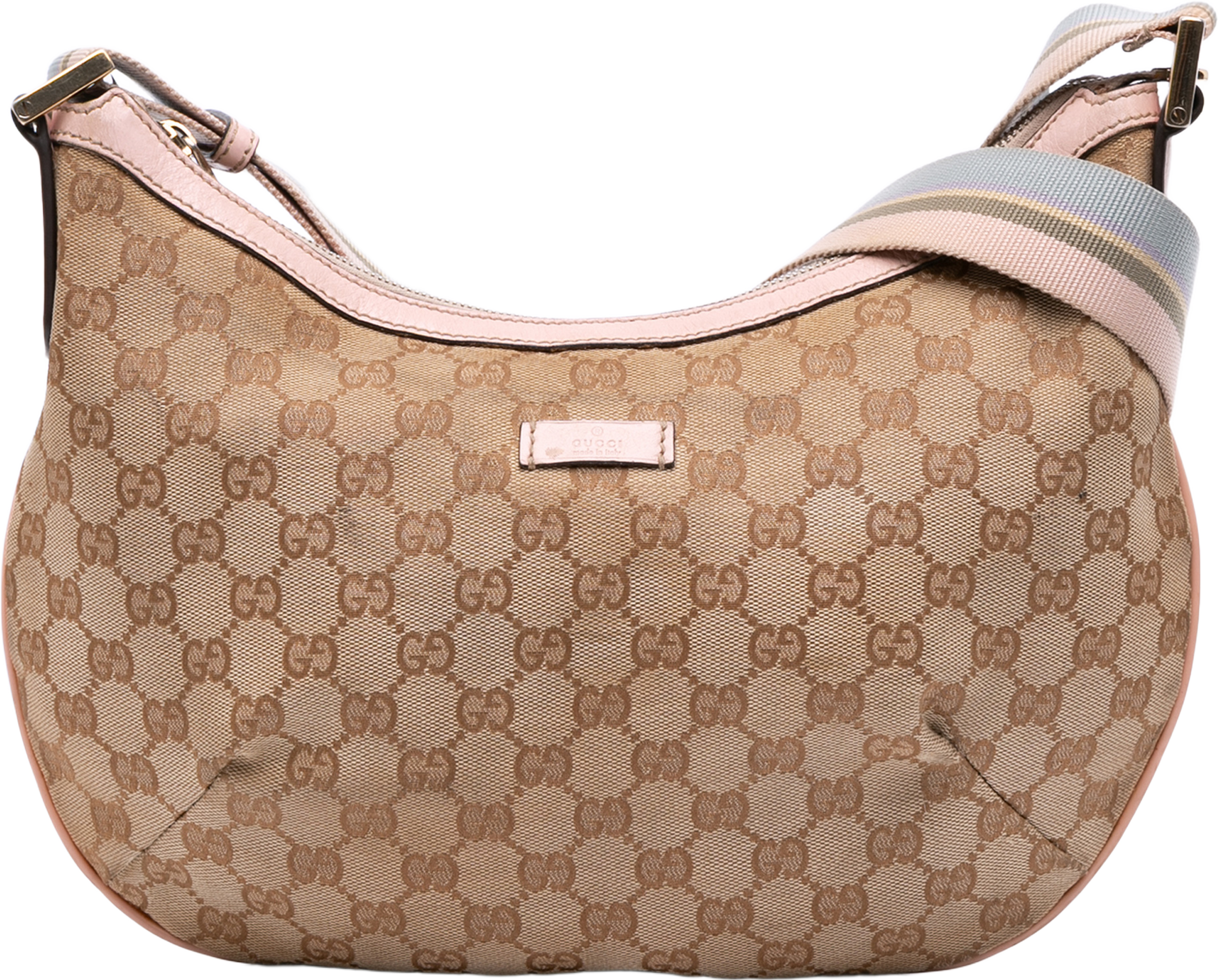 Gucci Gg Canvas Web Crossbody, från Luxclusif, i färgen beige. Klicka för att öppna bilden i stort format