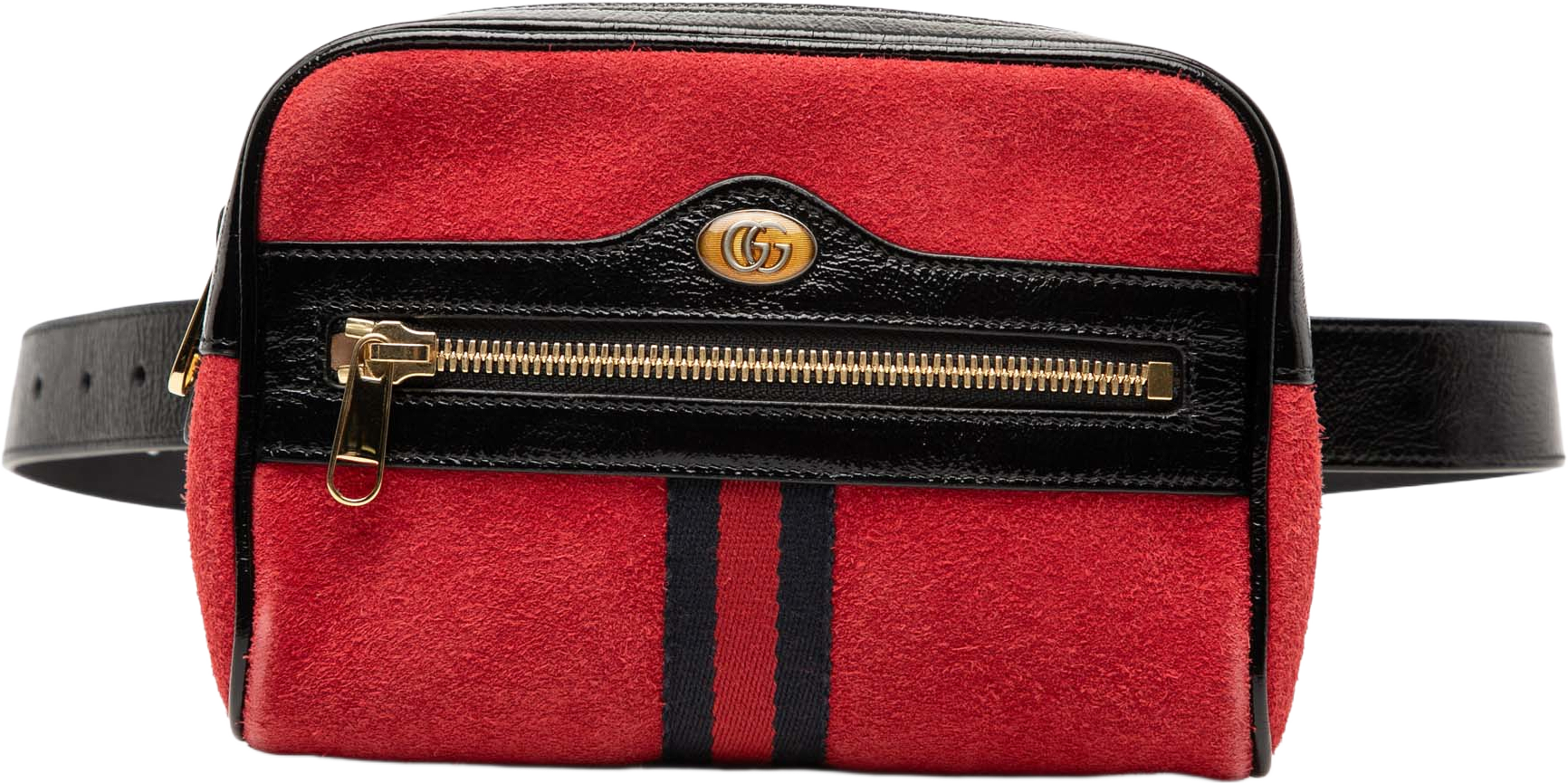 Gucci Small Suede Ophidia Belt Bag, från Luxclusif, i färgen red. Klicka för att öppna bilden i stort format