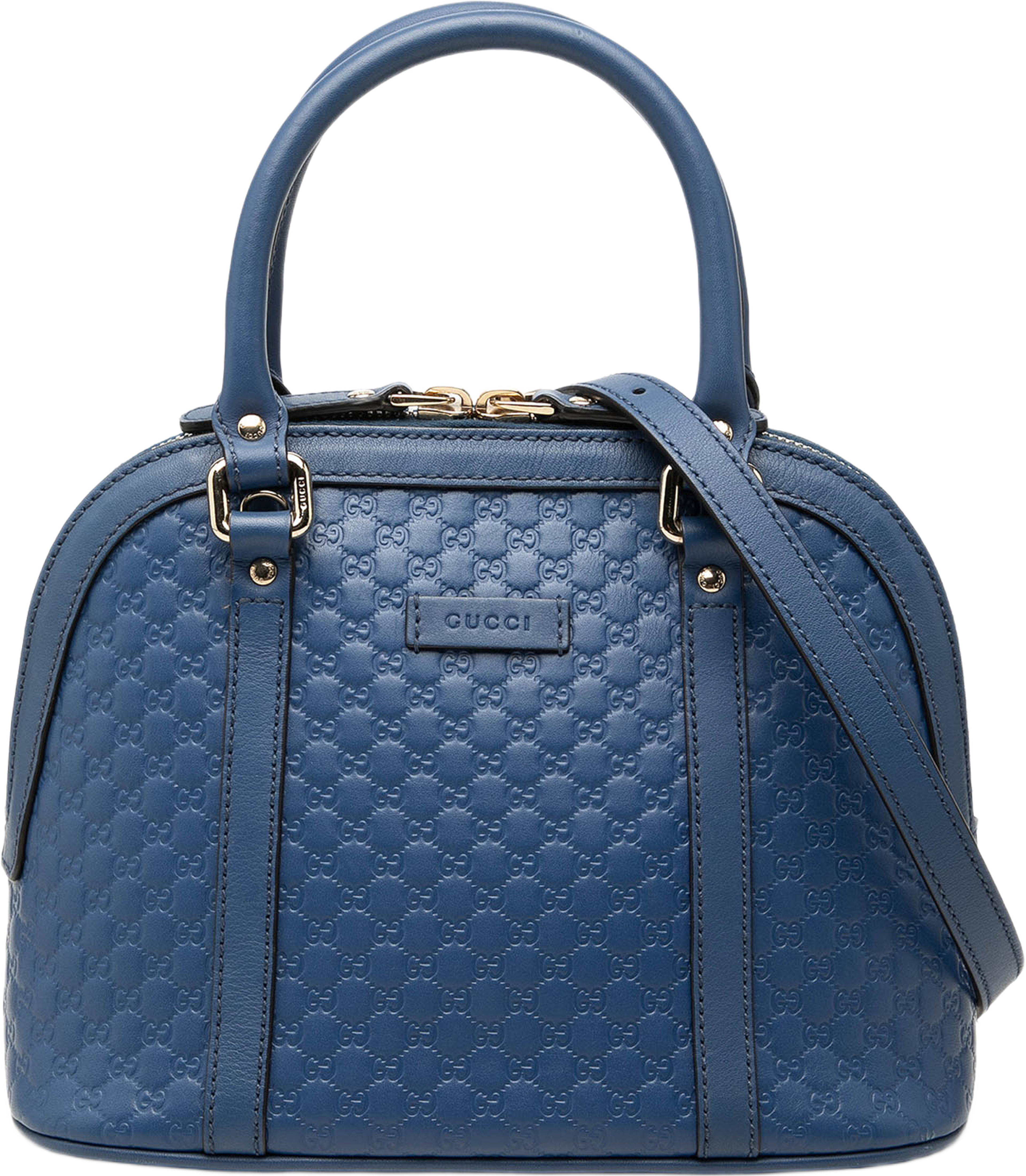 Gucci Mini Microguccissima Dome Satchel, från Luxclusif, i färgen blå. Klicka för att öppna bilden i stort format