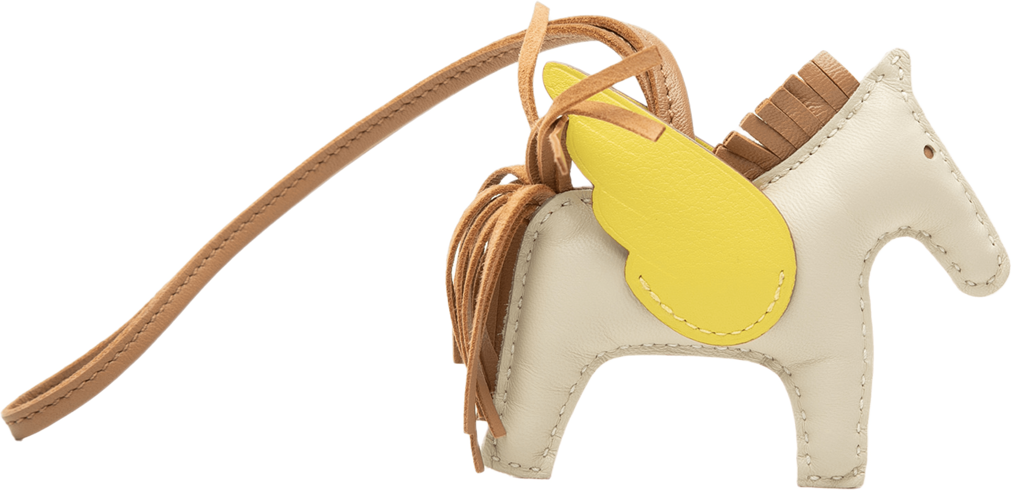 Hermès Milo Lambskin And Swift Grigri Rodeo Pegase Bag Charm Pm, från Luxclusif, i färgen vit. Klicka för att öppna bilden i stort format