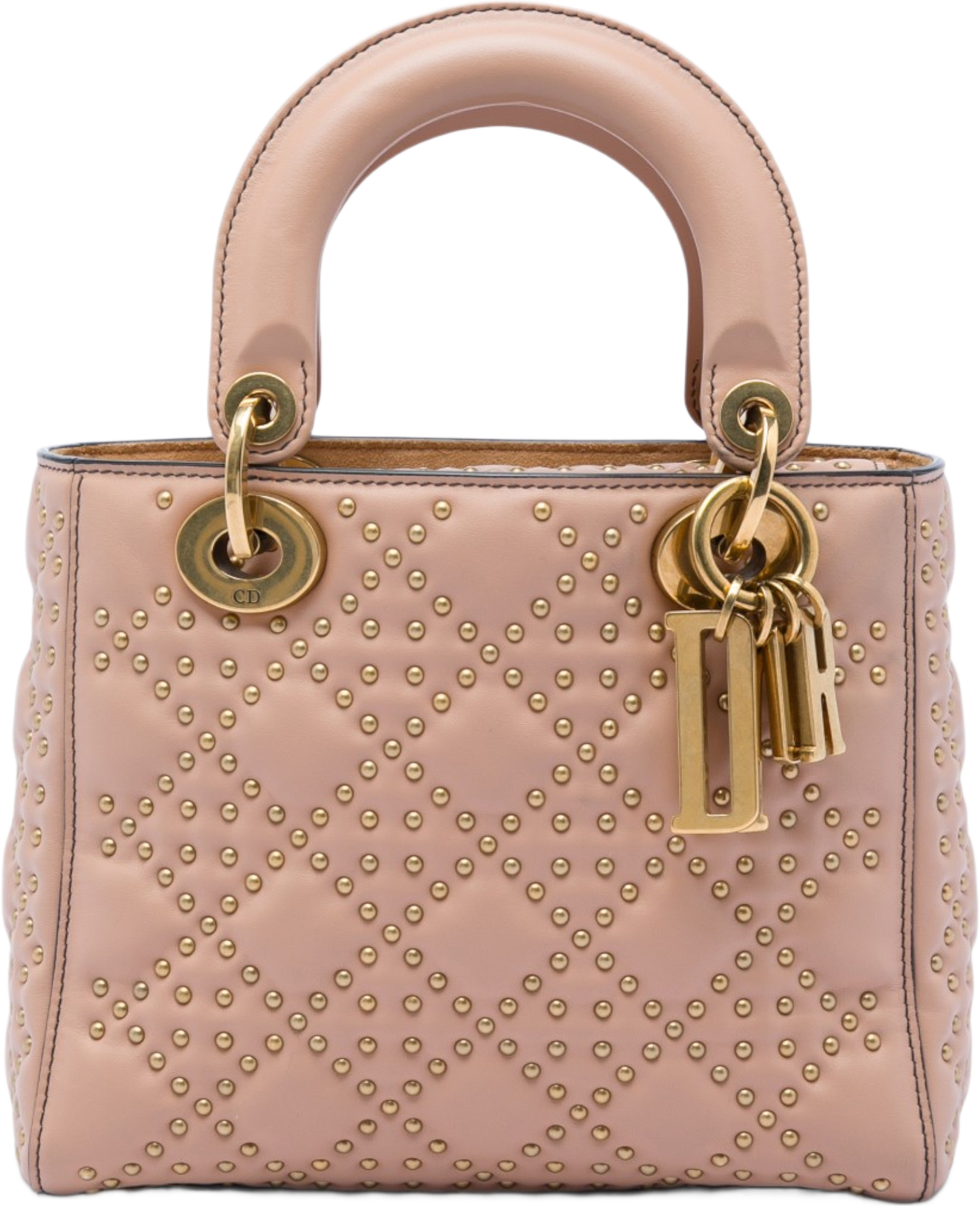 Dior Small Lambskin Cannage Studded Supple Lady Dior, från Luxclusif, i färgen rosa. Klicka för att öppna bilden i stort format