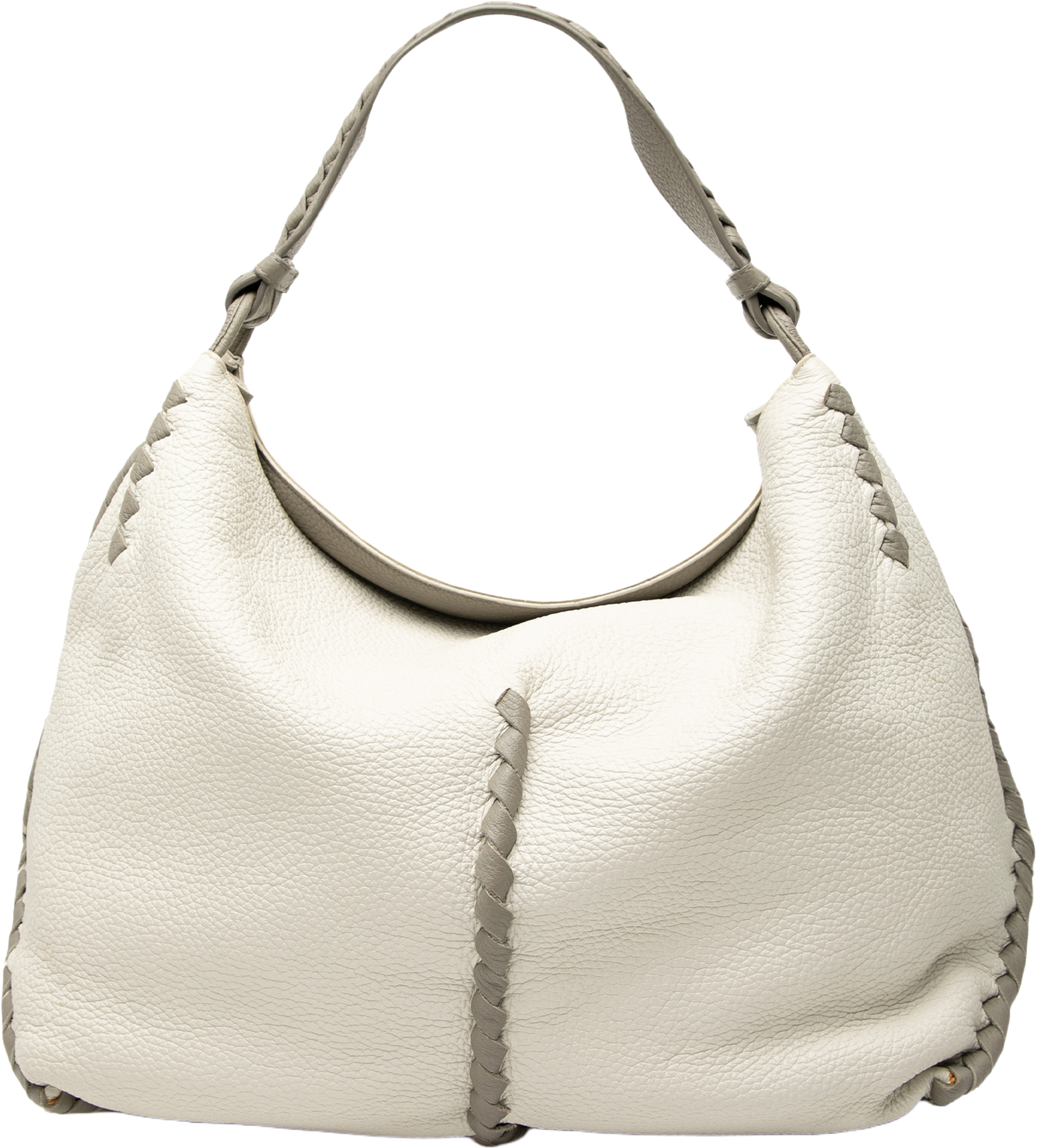 Bottega Veneta Large Washed Cervo Deerskin Hobo, från Luxclusif, i färgen white. Klicka för att öppna bilden i stort format