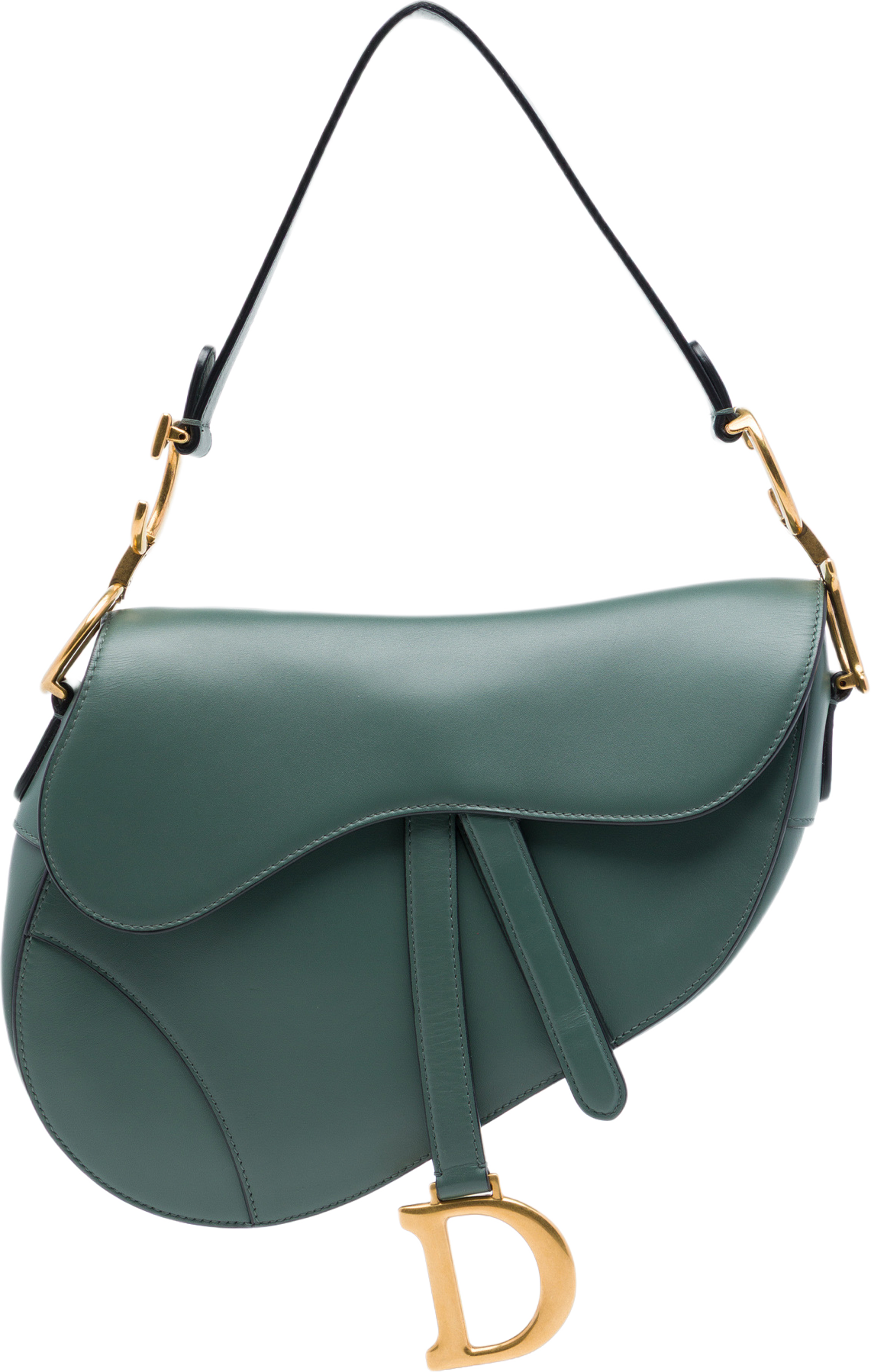 Dior Smooth Calfskin Saddle Bag, från Luxclusif, i färgen grön. Klicka för att öppna bilden i stort format