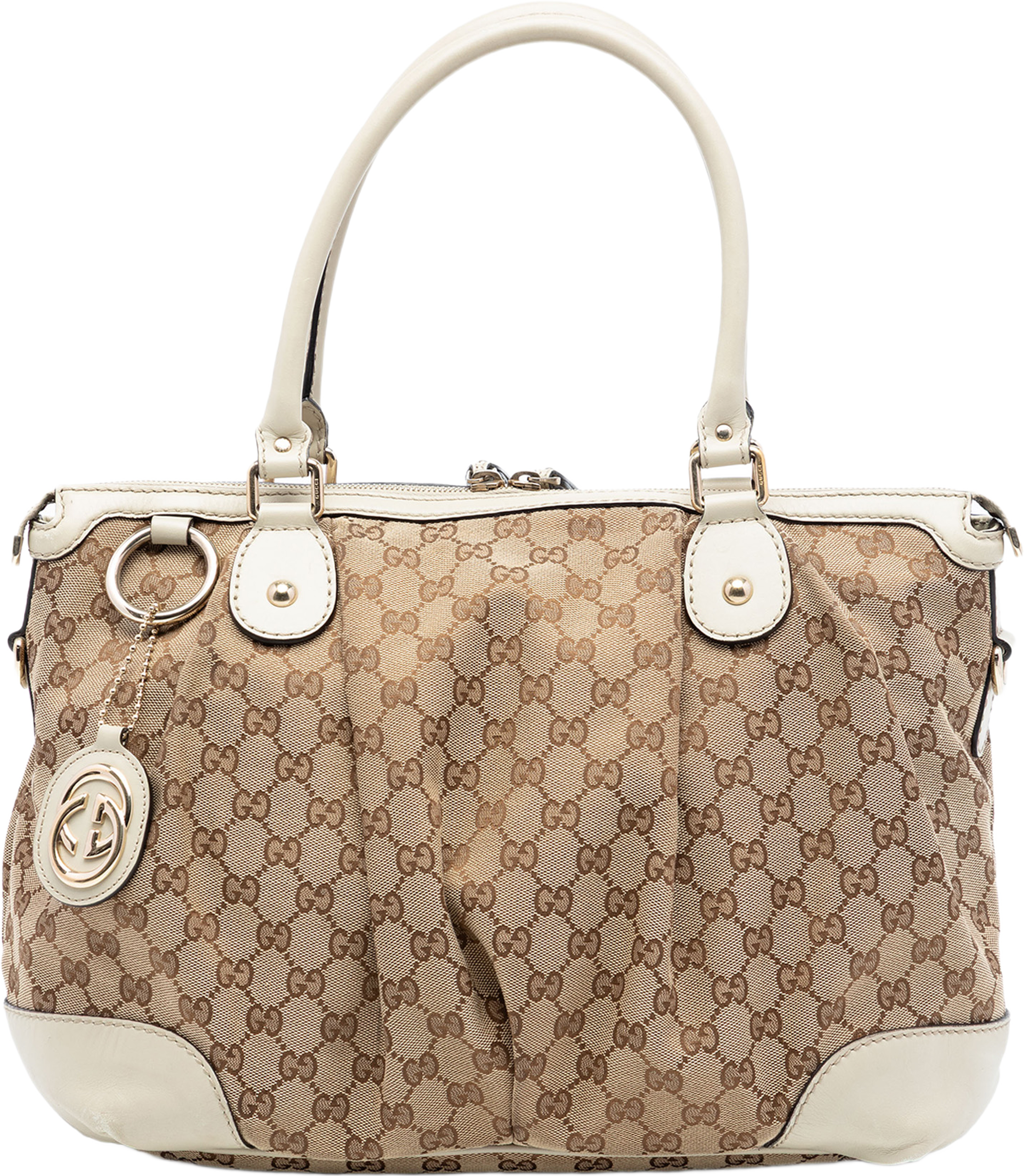 Gucci Gg Canvas Sukey Satchel, från Luxclusif, i färgen beige. Klicka för att öppna bilden i stort format