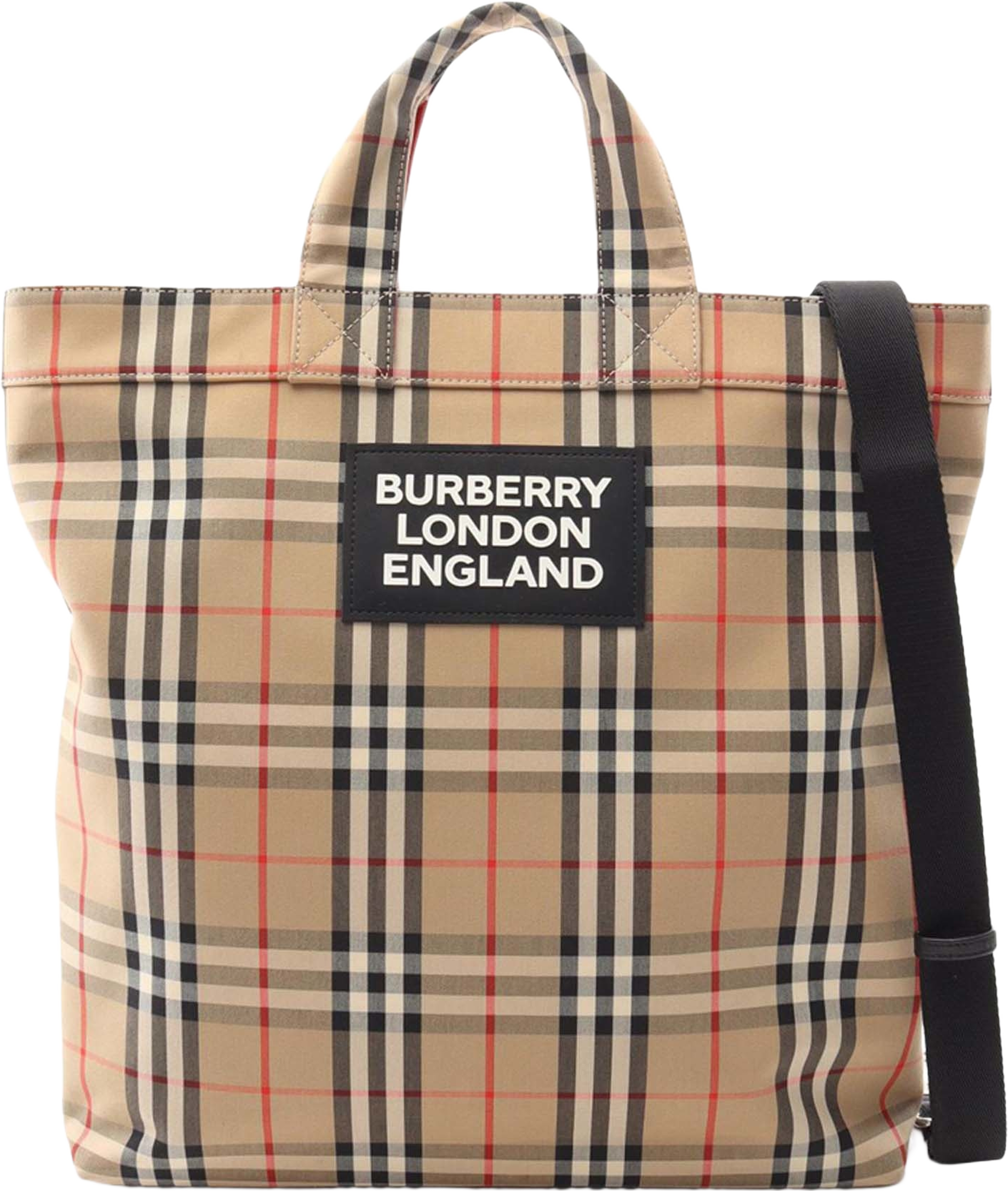 Burberry House Check Nylon Artie Satchel, från Luxclusif, i färgen beige.