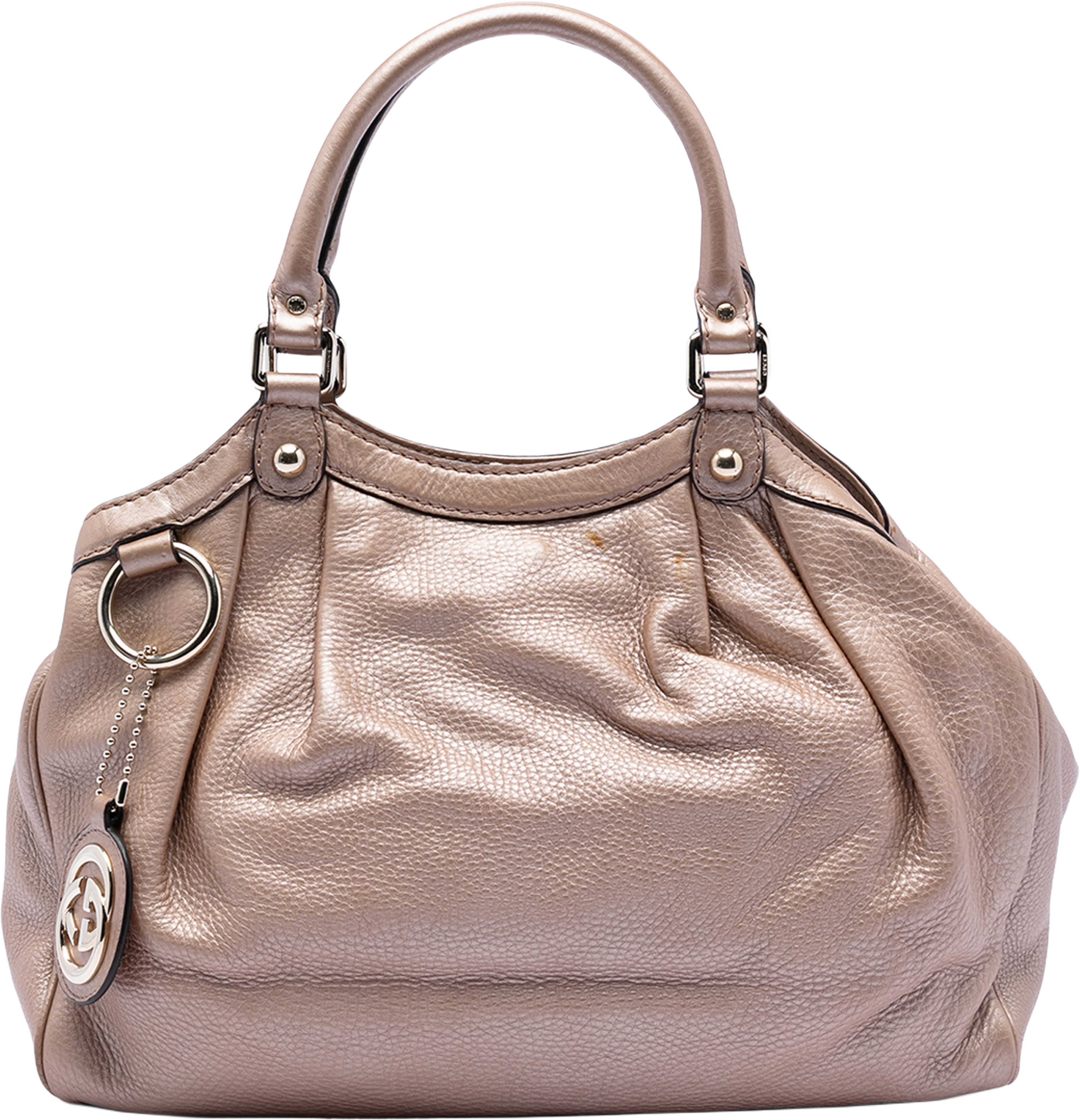 Gucci Medium Metallic Calfskin Sukey Tote, från Luxclusif, i färgen light pink. Klicka för att öppna bilden i stort format