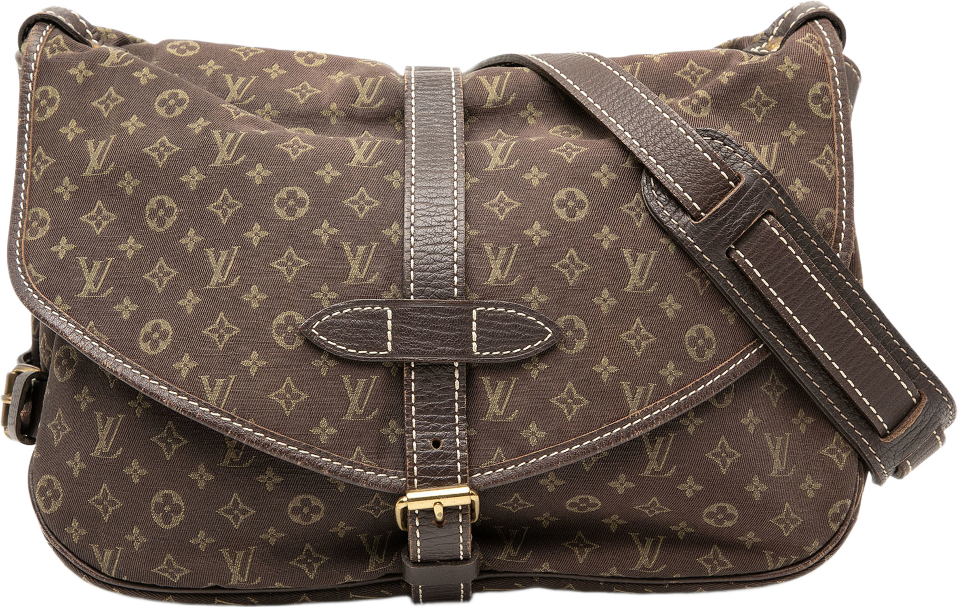 Louis Vuitton Monogram Mini Lin Saumur 30, från Luxclusif, i färgen dark brown. Klicka för att öppna bilden i stort format
