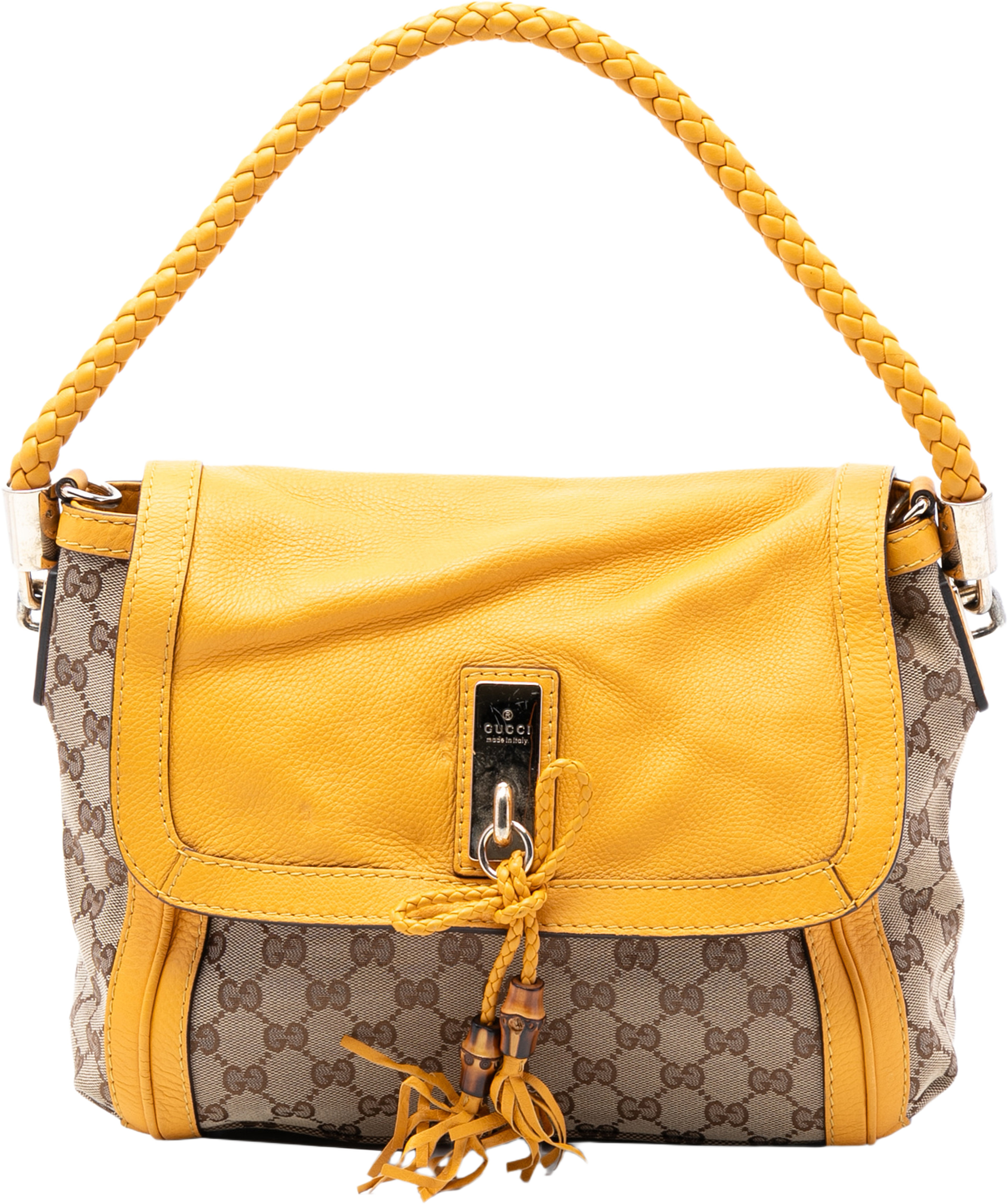 Gucci Gg Canvas Bella Flap Satchel, från Luxclusif, i färgen beige. Klicka för att öppna bilden i stort format