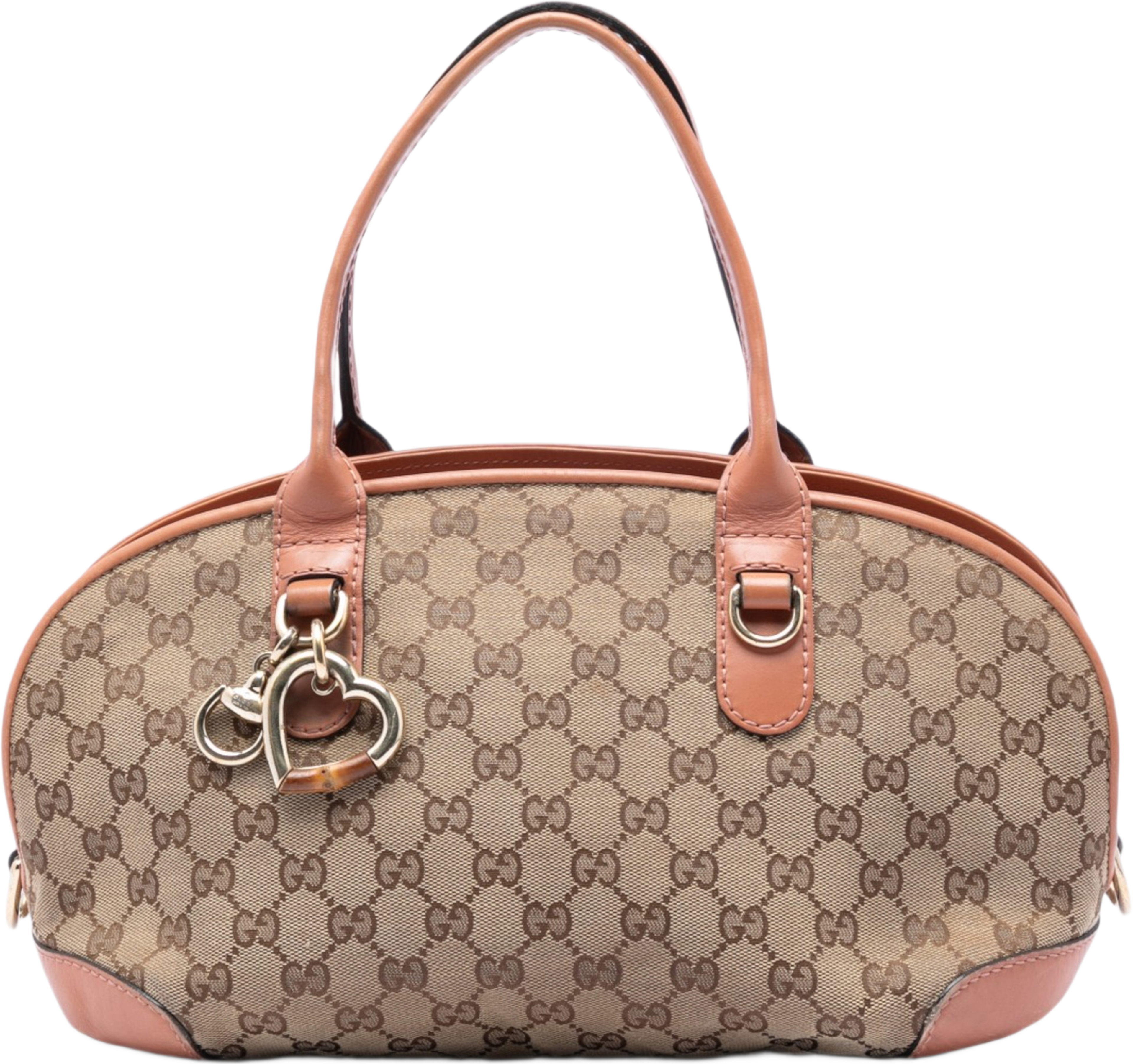 Gucci Gg Canvas Heart Bit Satchel, från Luxclusif, i färgen beige. Klicka för att öppna bilden i stort format