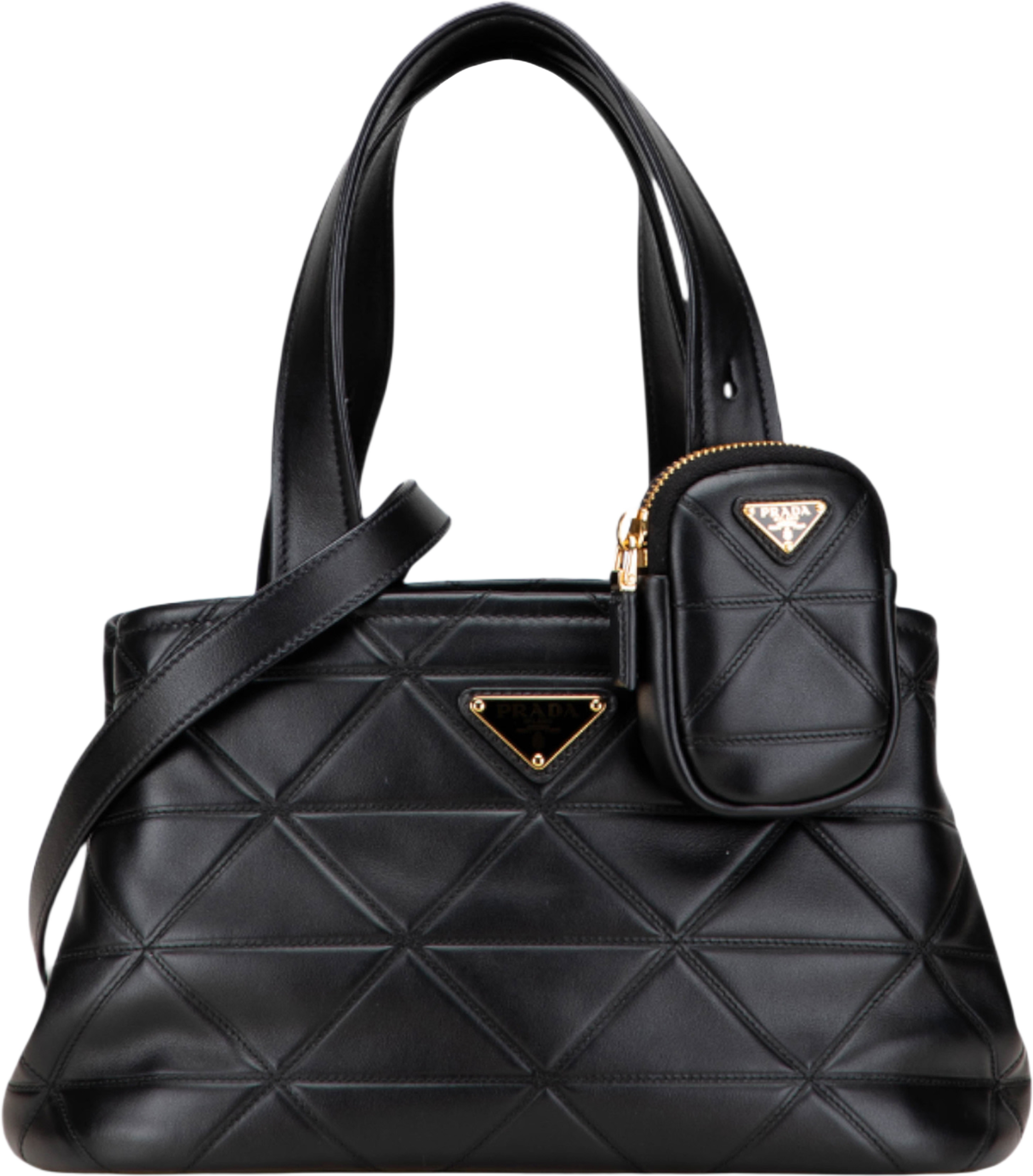 Prada Small Quilted Lambskin Satchel, från Luxclusif, i färgen black. Klicka för att öppna bilden i stort format