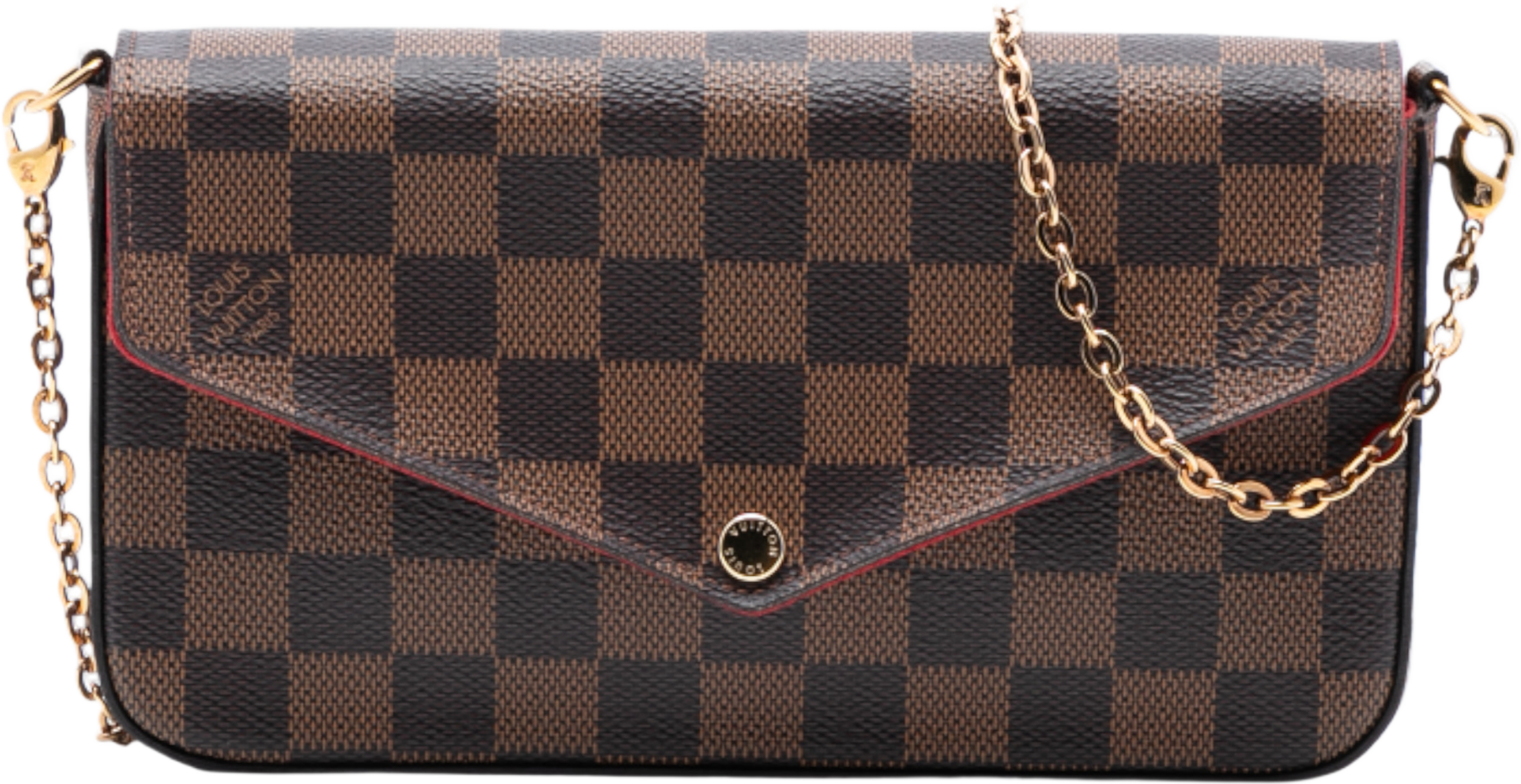 Louis Vuitton Damier Ebene Pochette Felicie, från Luxclusif, i färgen brown. Klicka för att öppna bilden i stort format