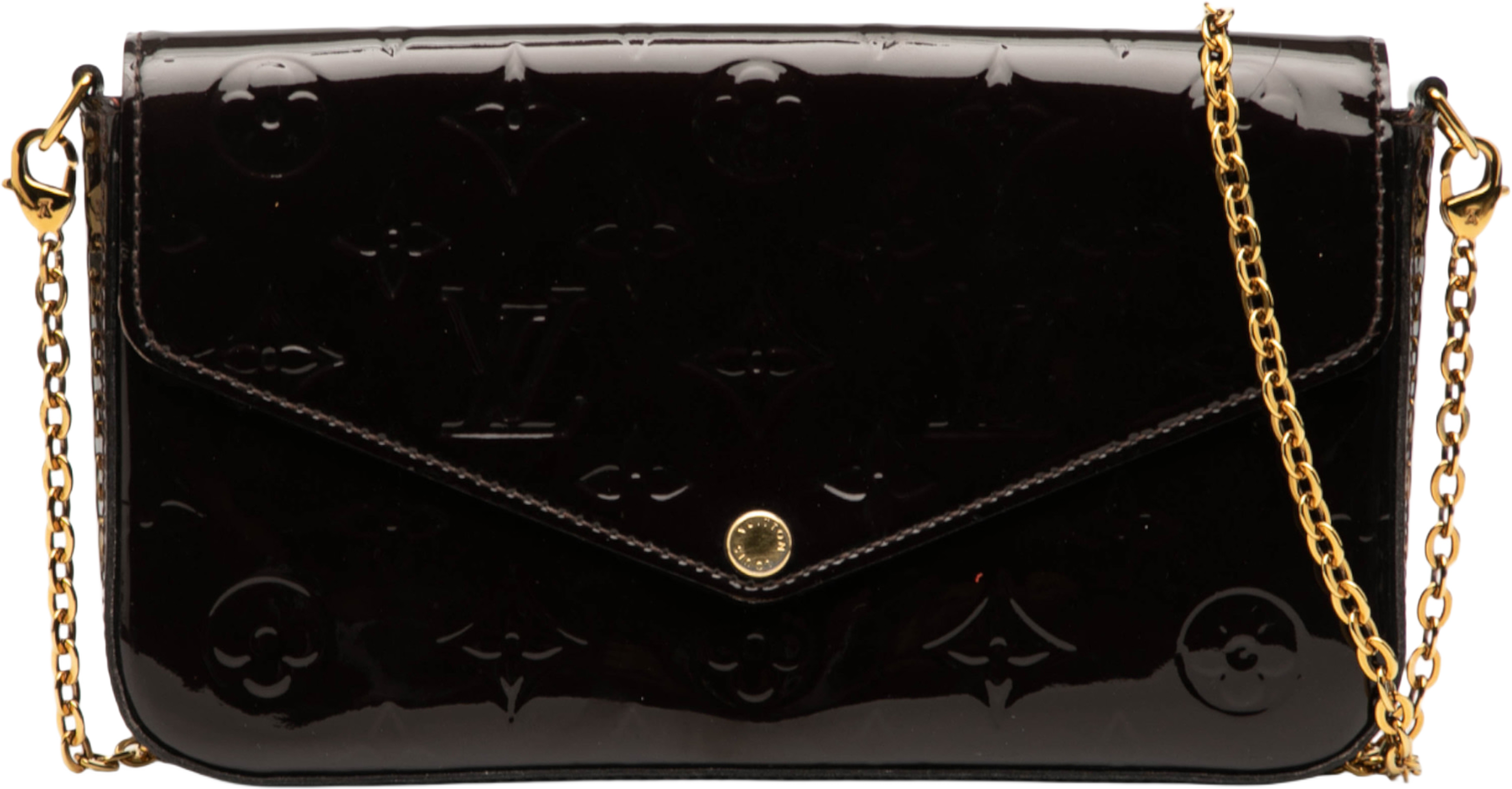 Louis Vuitton Monogram Vernis Pochette Felicie, från Luxclusif, i färgen purple. Klicka för att öppna bilden i stort format