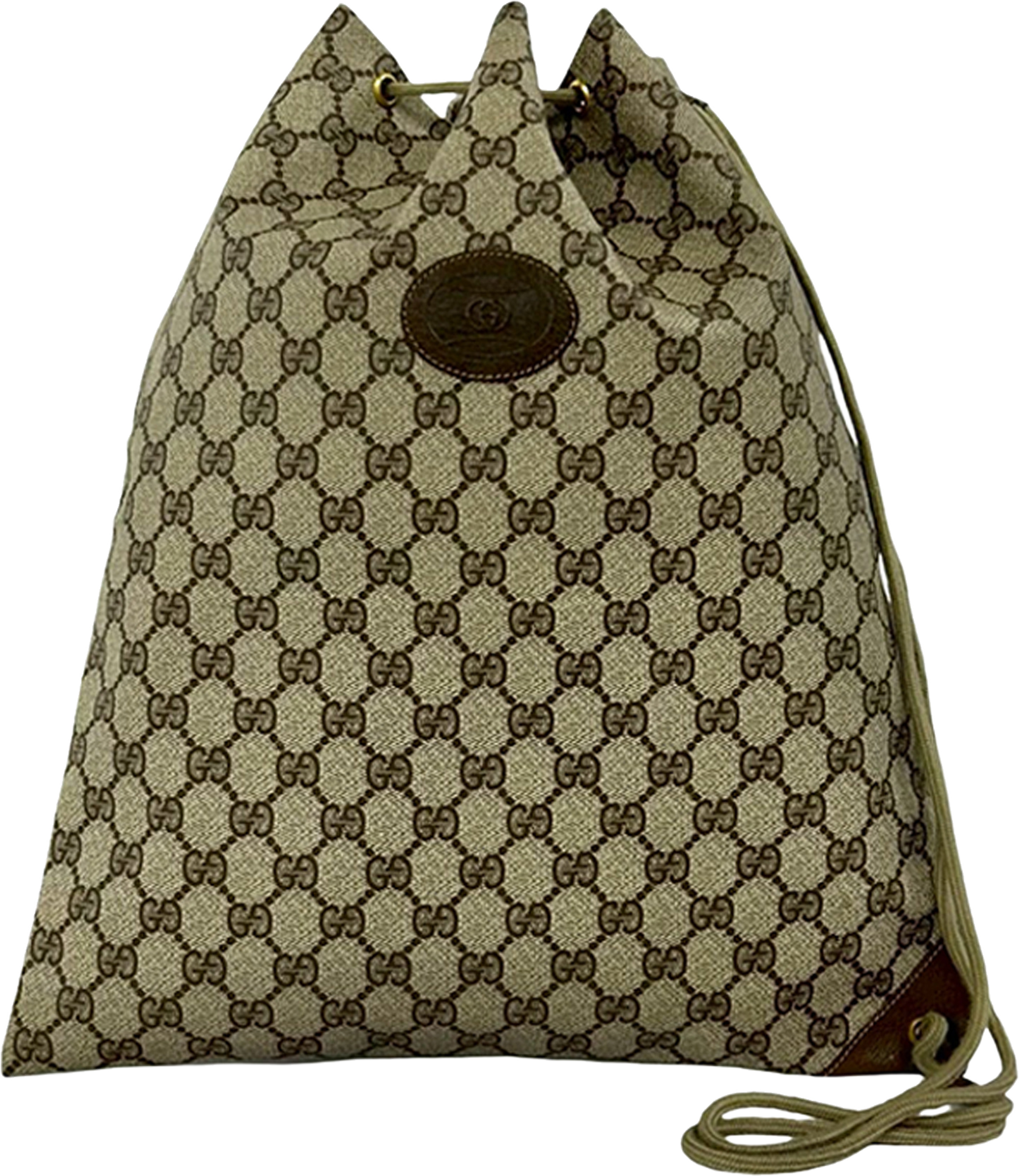 Gucci Gg Supreme Drawstring Backpack, från Luxclusif, i färgen beige. Klicka för att öppna bilden i stort format