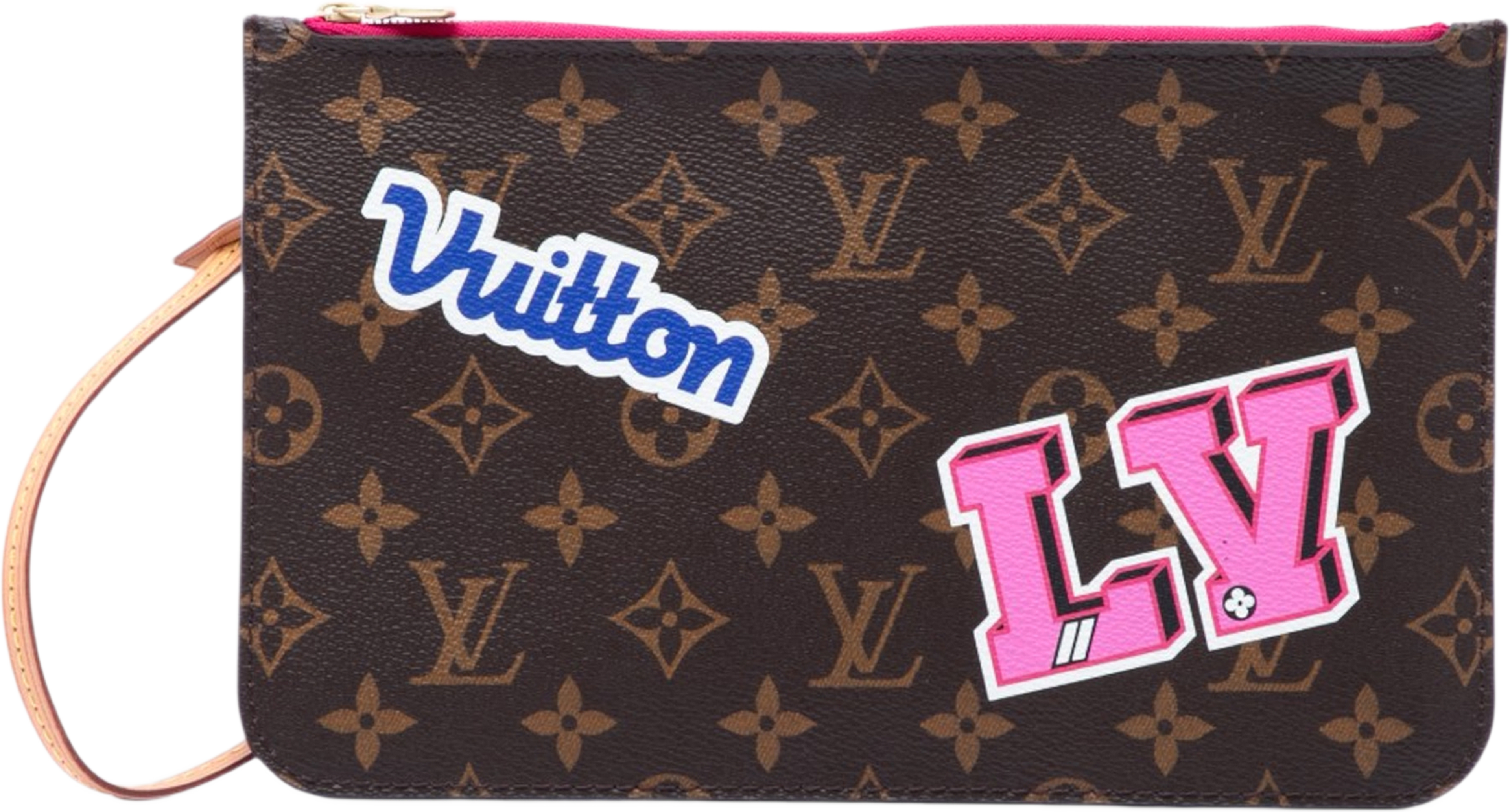 Louis Vuitton Monogram Patches Neverfull Mm Pouch, från Luxclusif, i färgen brun. Klicka för att öppna bilden i stort format