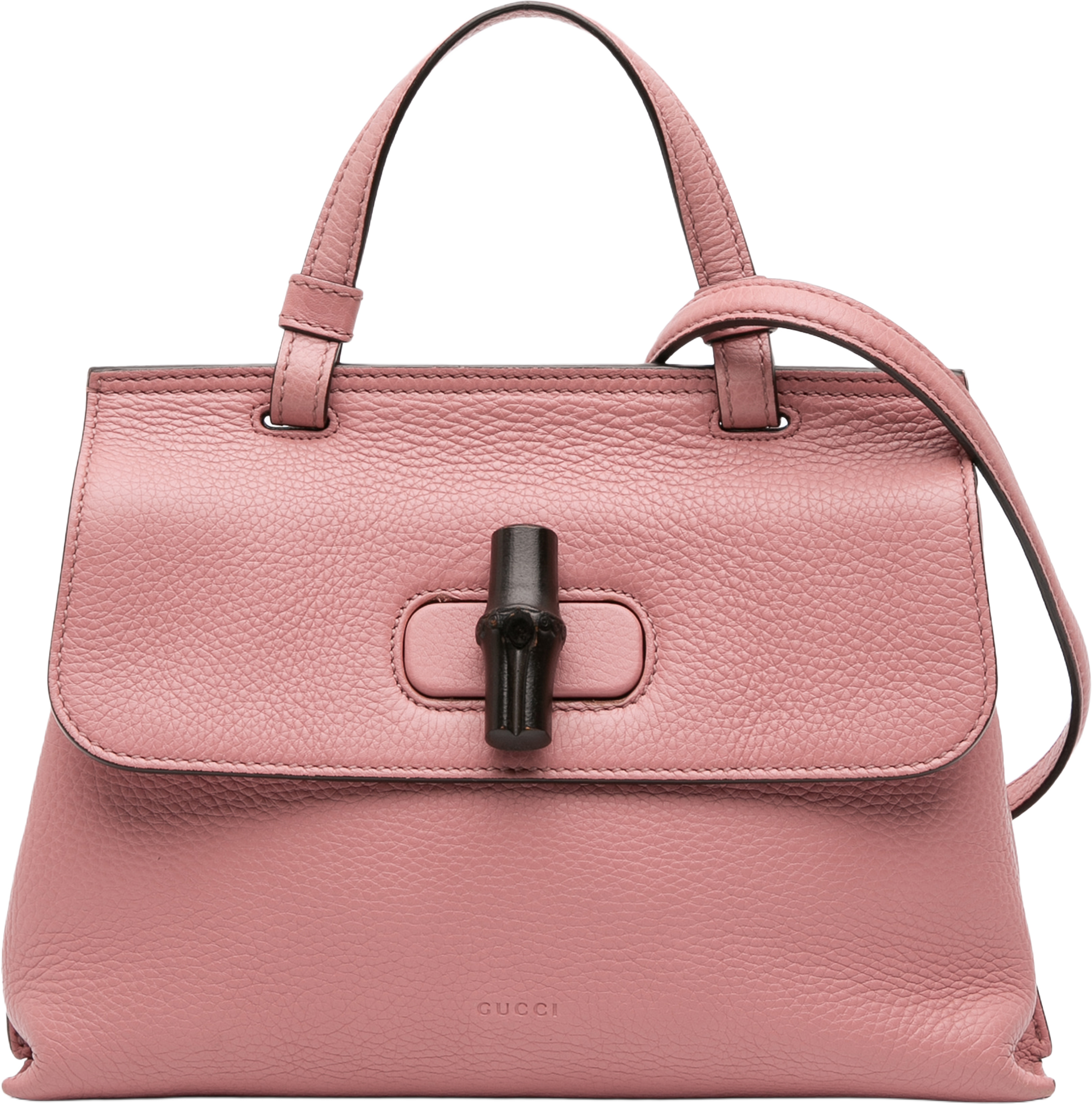 Gucci Medium Leather Bamboo Daily Satchel, från Luxclusif, i färgen pink. Klicka för att öppna bilden i stort format