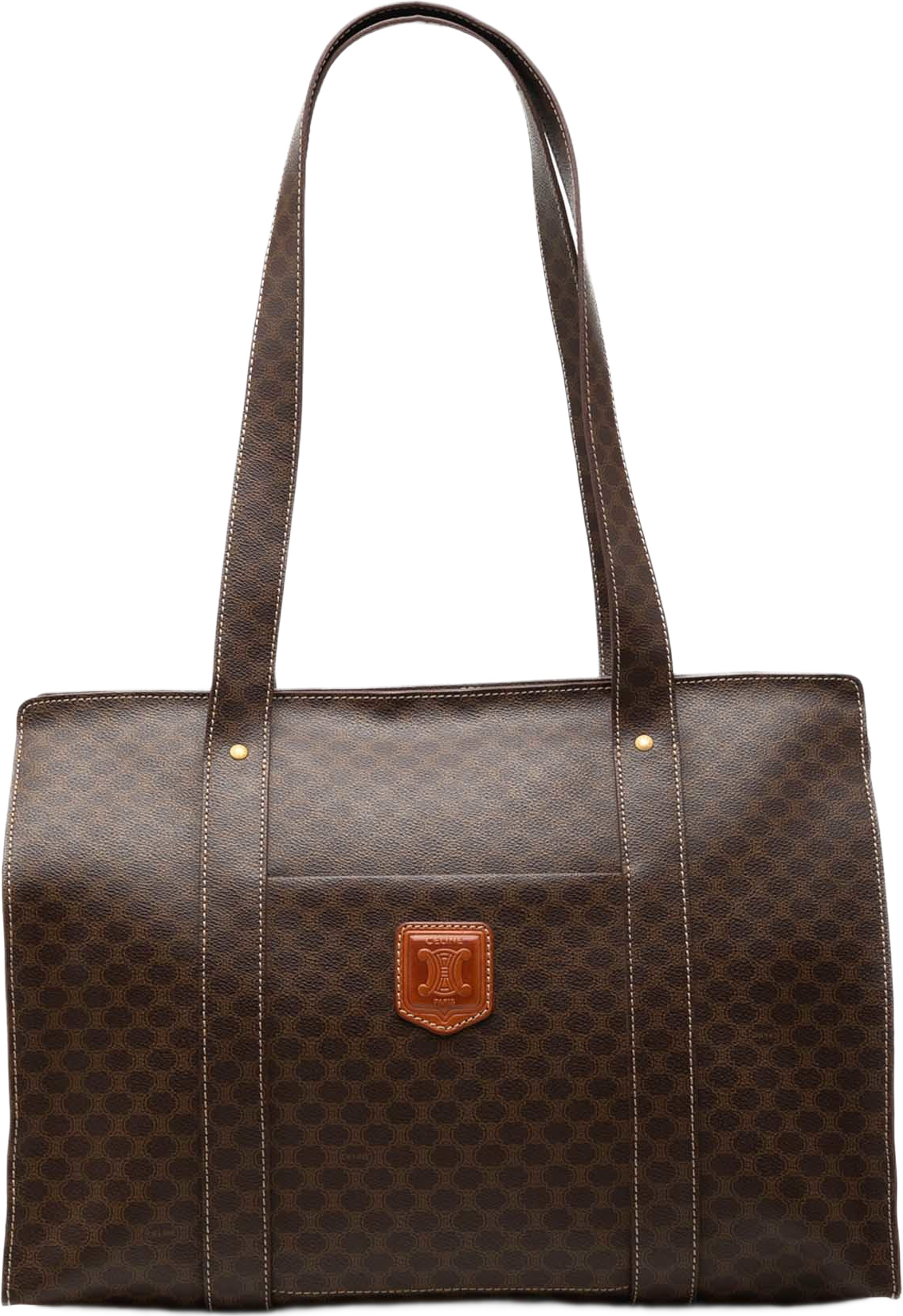 Celine Macadam Coated Canvas Tote, från Luxclusif, i färgen brun. Klicka för att öppna bilden i stort format