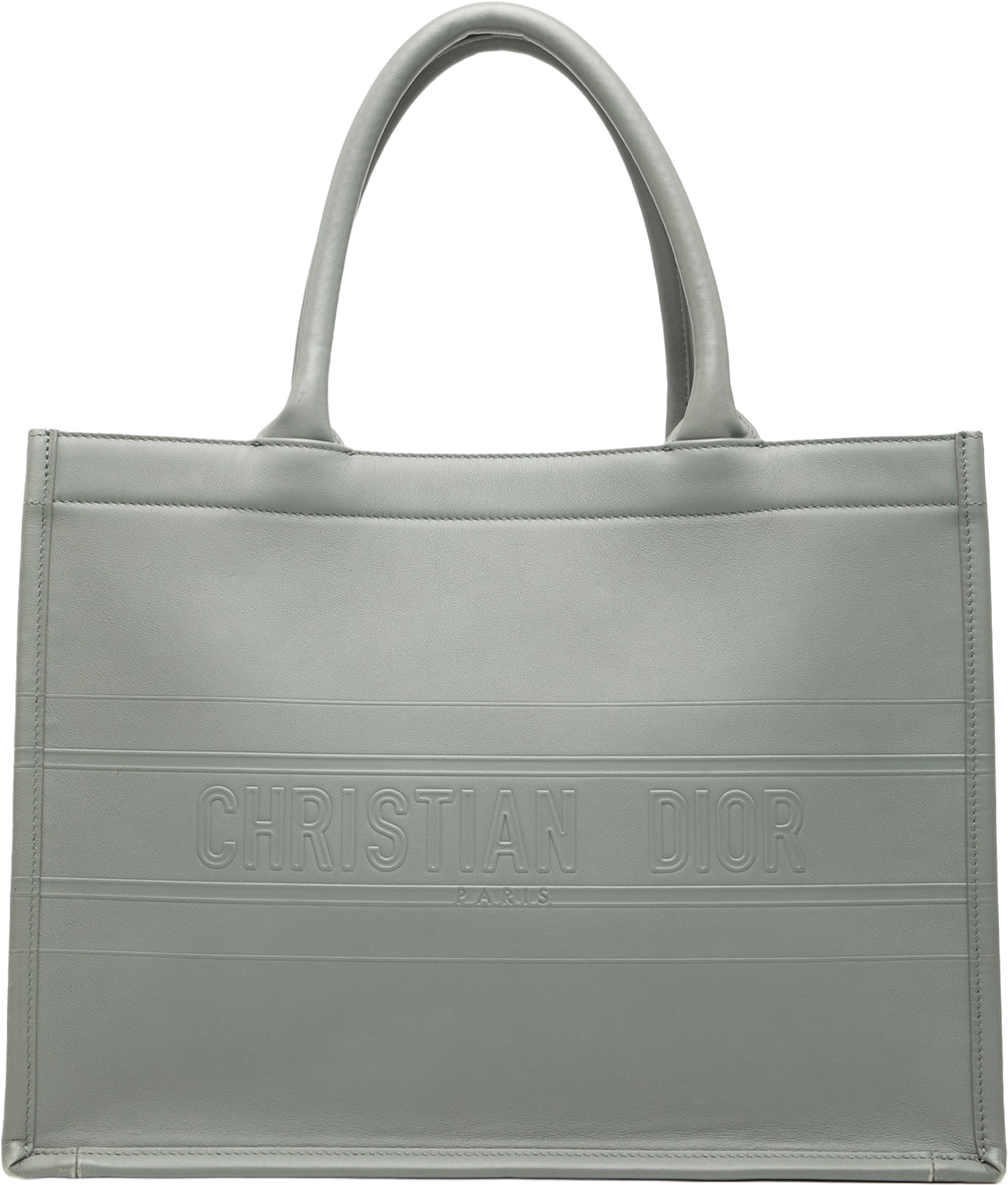 Dior Medium Embossed Leather Book Tote, från Luxclusif, i färgen gray. Klicka för att öppna bilden i stort format