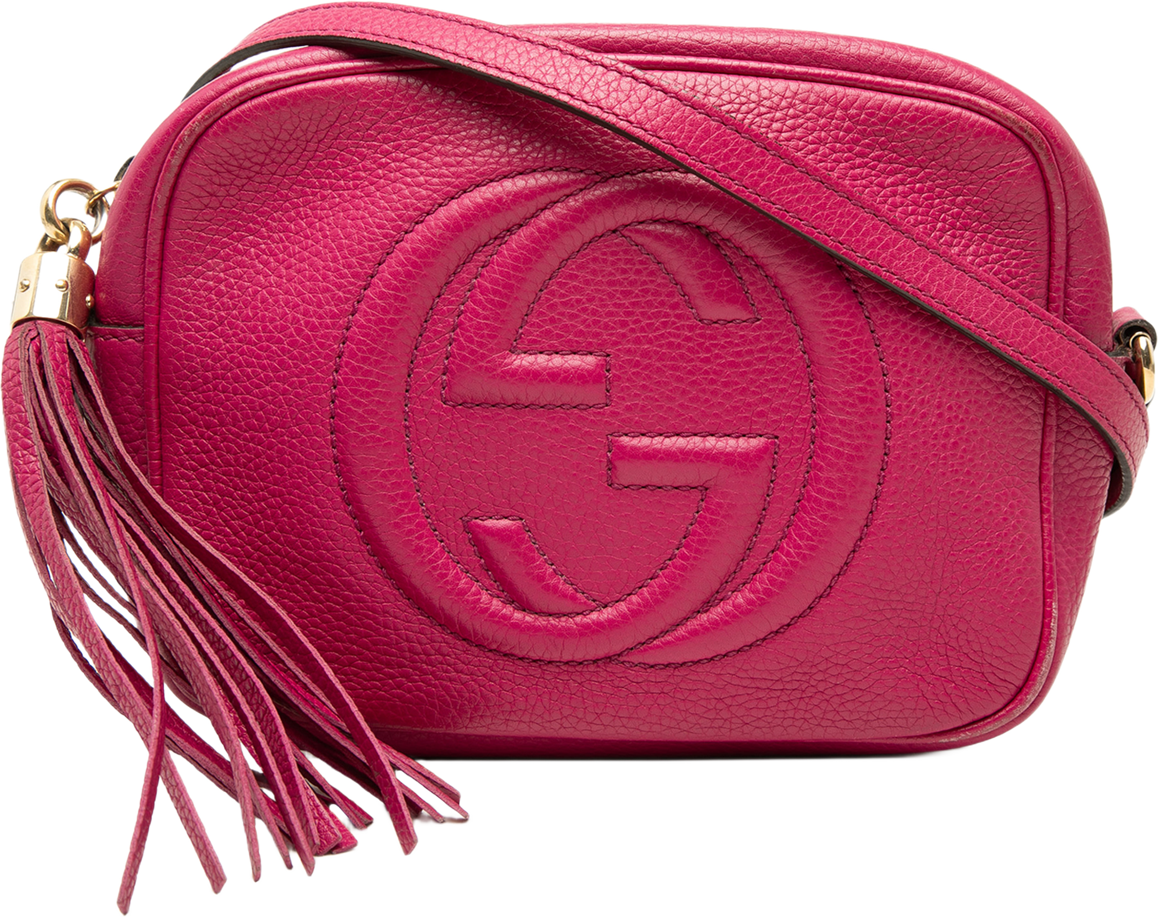 Gucci Calfskin Soho Disco Crossbody, från Luxclusif, i färgen purpur. Klicka för att öppna bilden i stort format