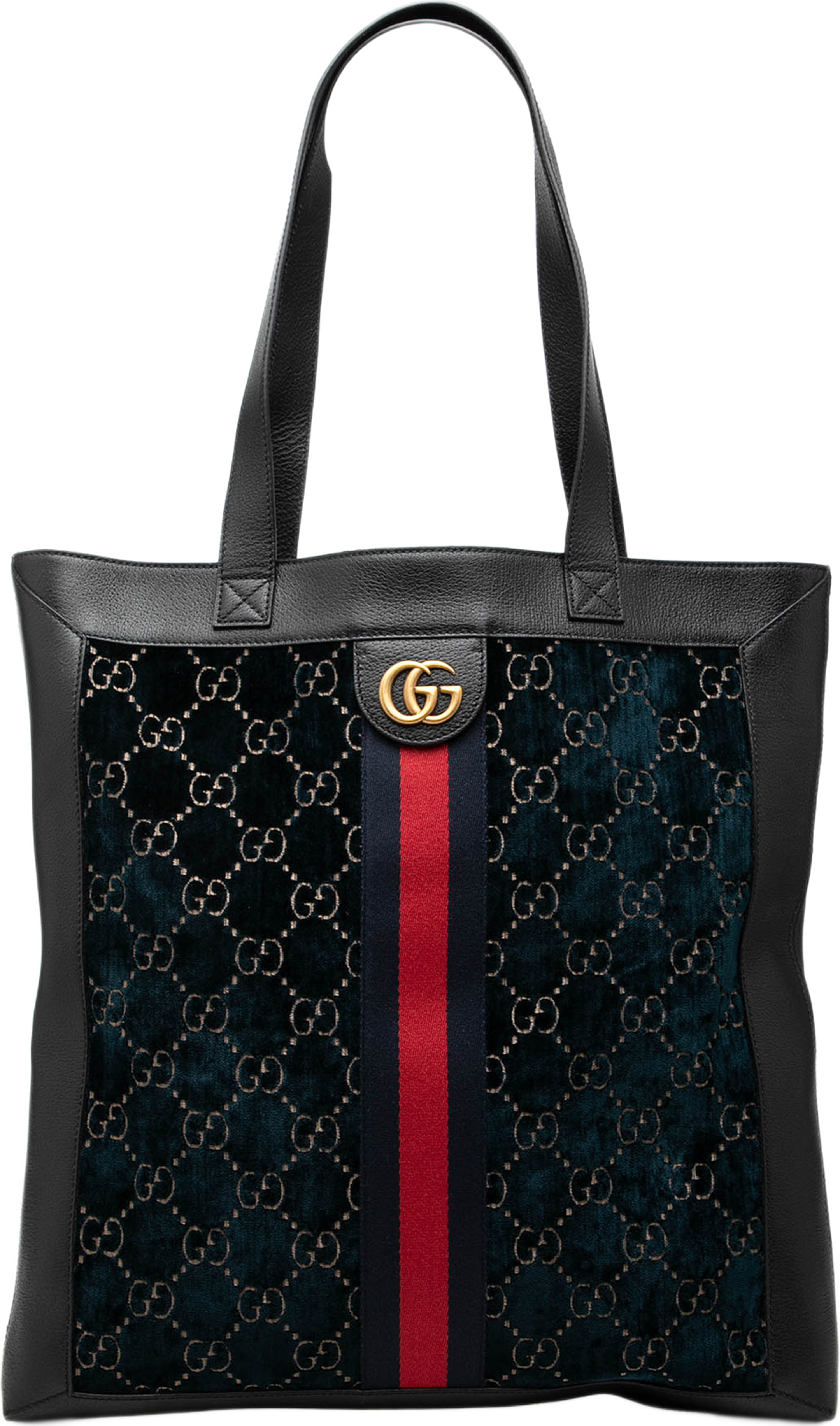 Gucci Large Gg Velvet Web Ophidia Tote, från Luxclusif, i färgen blå. Klicka för att öppna bilden i stort format