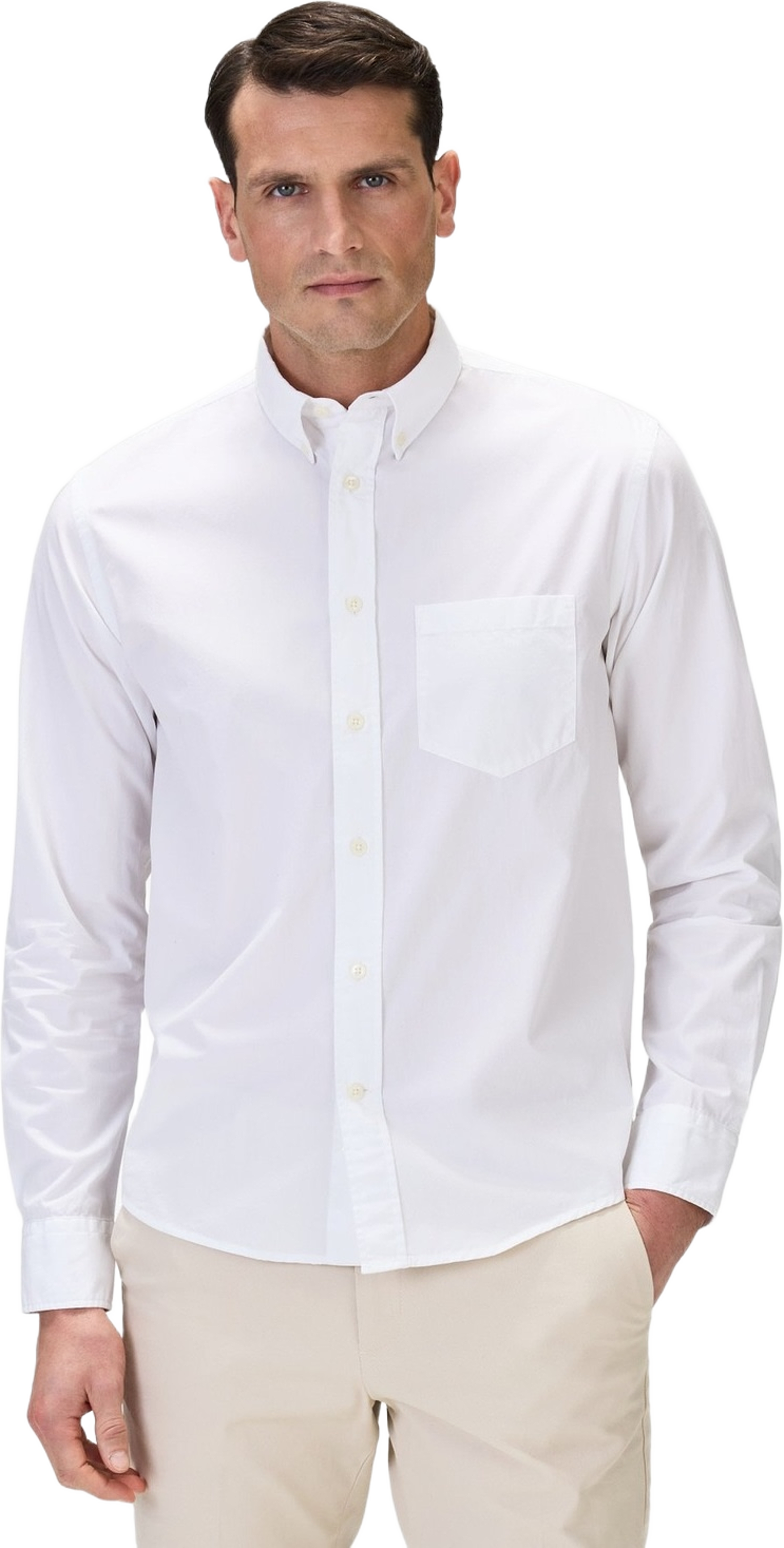 Cotton Poplin Solid Casual Shirt (mylan), från John Henric, i färgen white. Klicka för att öppna bilden i stort format