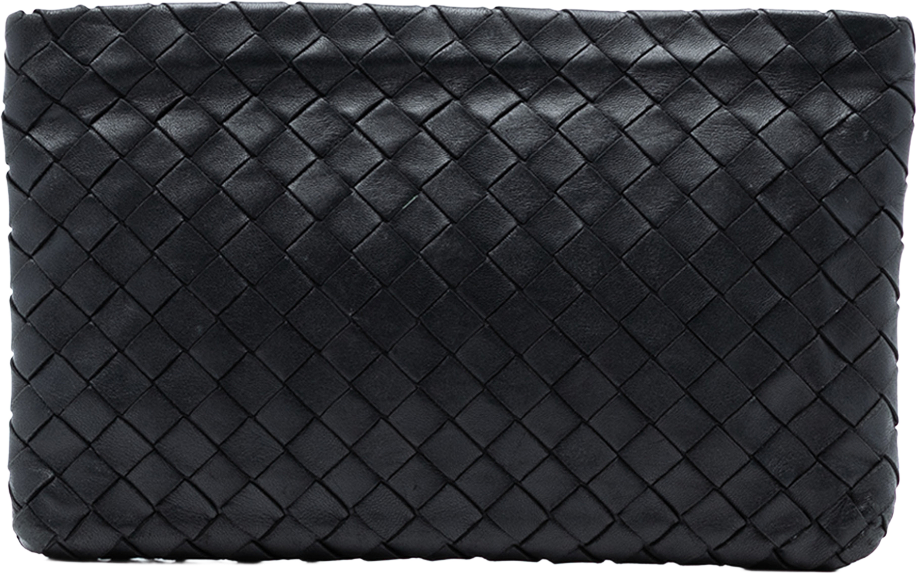 Bottega Veneta Large Nappa Intrecciato Flat Zip Pouch, från Luxclusif, i färgen black. Klicka för att öppna bilden i stort format