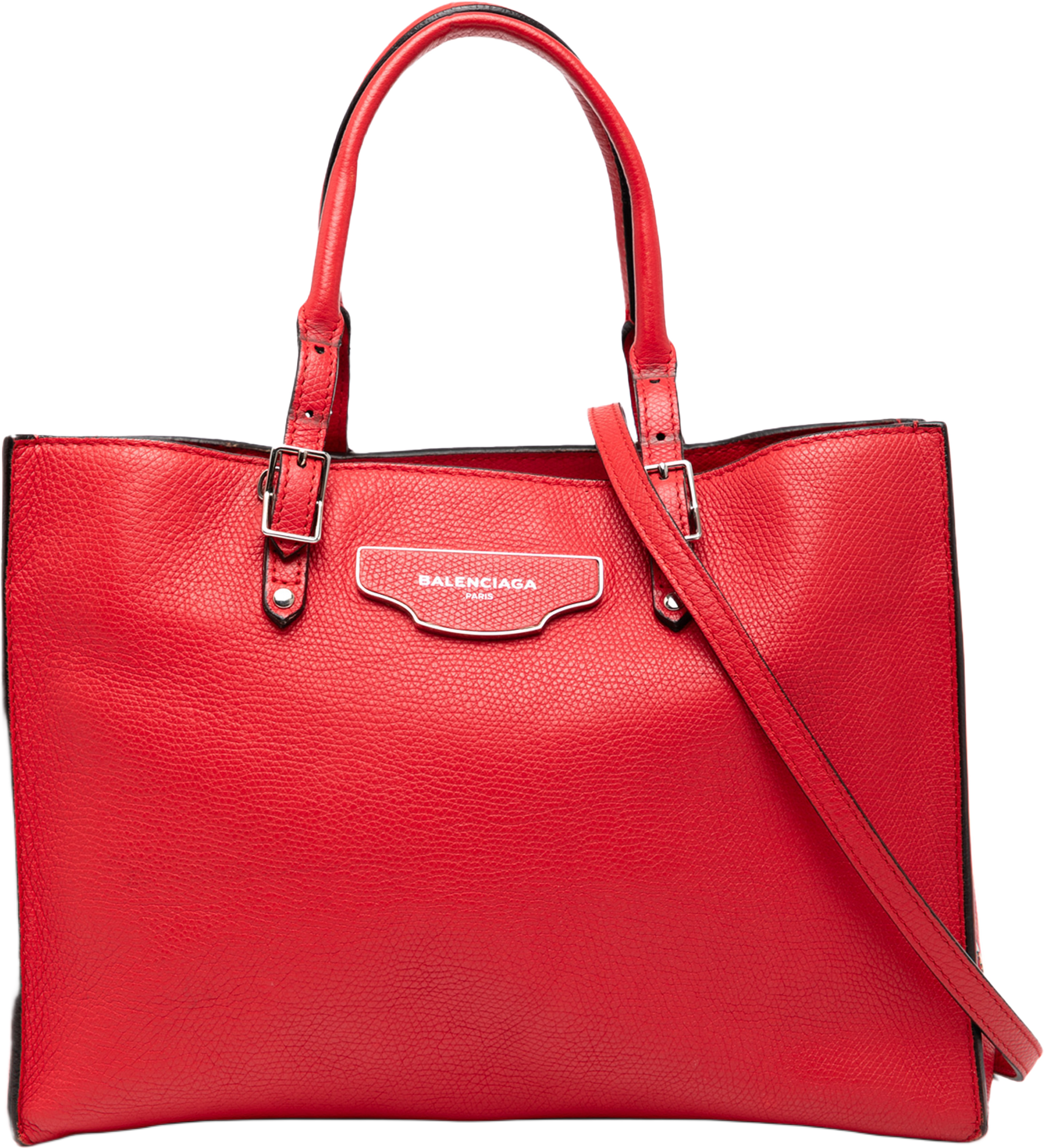 Balenciaga Grained Calfskin Papier A6 Zip Around Tote, från Luxclusif, i färgen red. Klicka för att öppna bilden i stort format