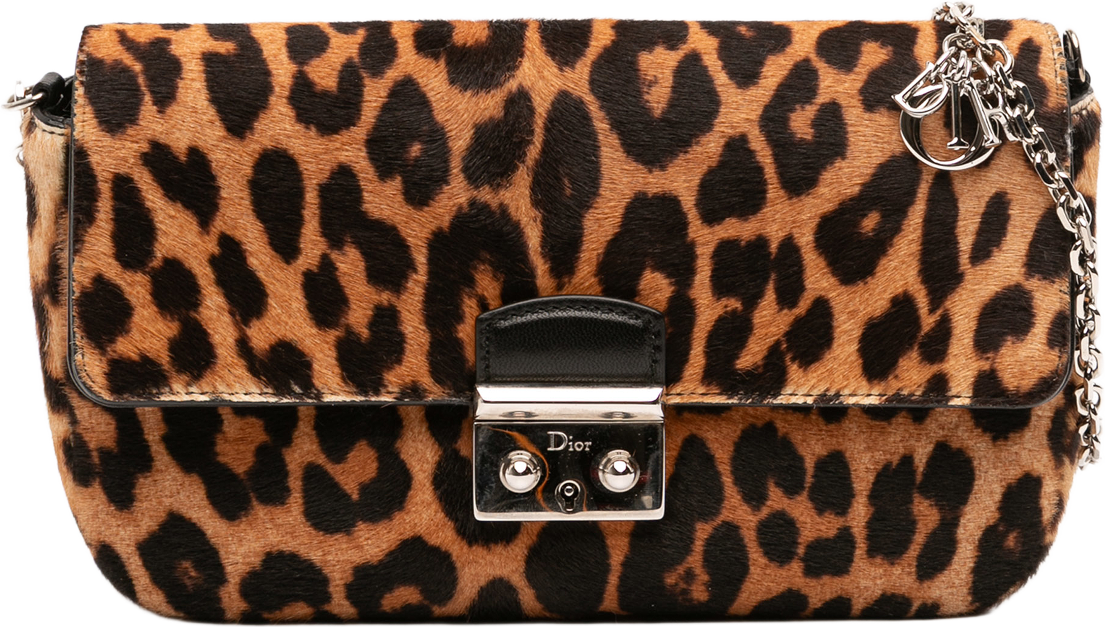 Dior Leopard Print Pony Hair Miss Dior Chain Flap, från Luxclusif, i färgen brown. Klicka för att öppna bilden i stort format
