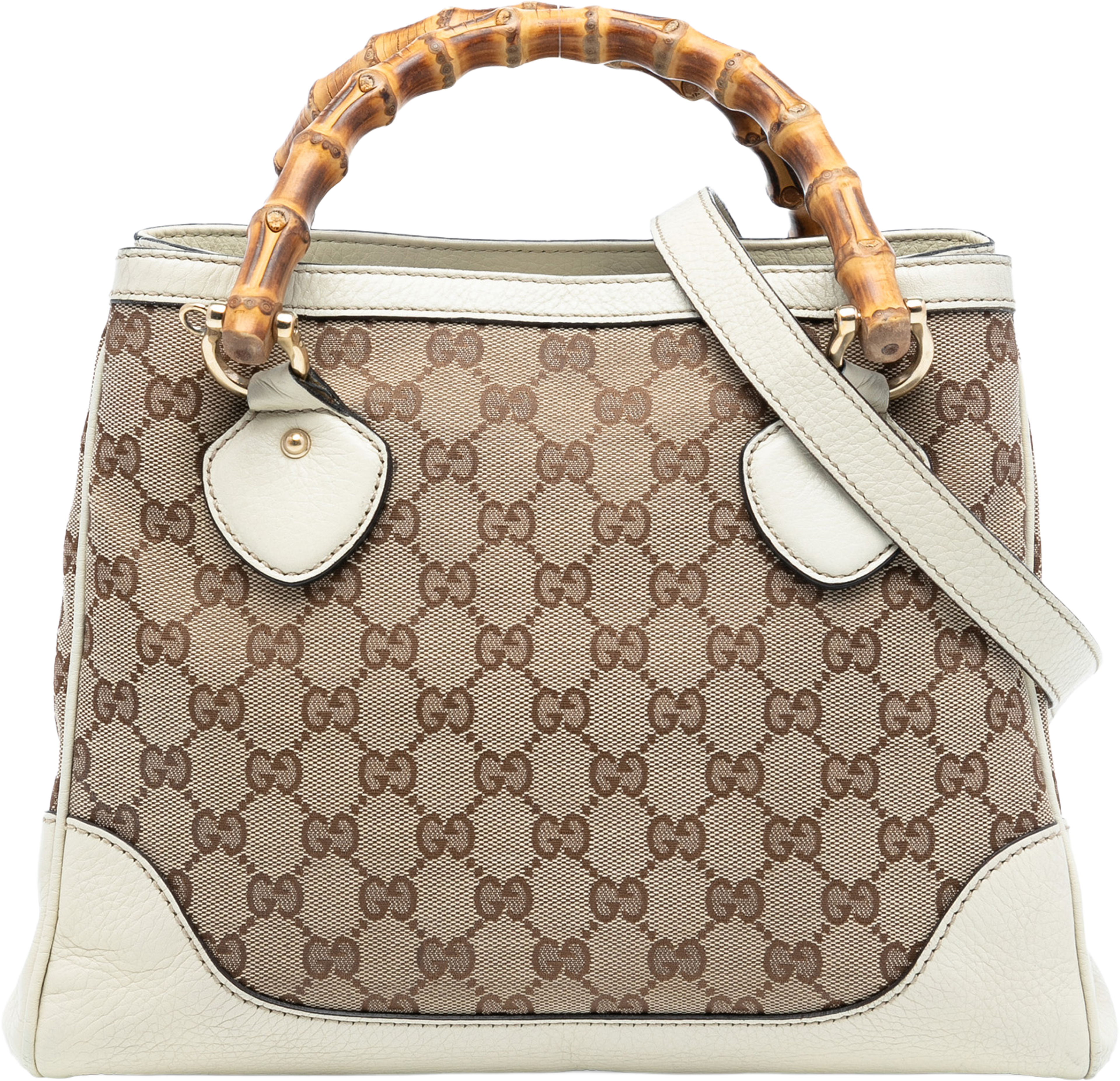 Gucci Small Gg Canvas Diana Bamboo Top Handle Tote, från Luxclusif, i färgen beige. Klicka för att öppna bilden i stort format