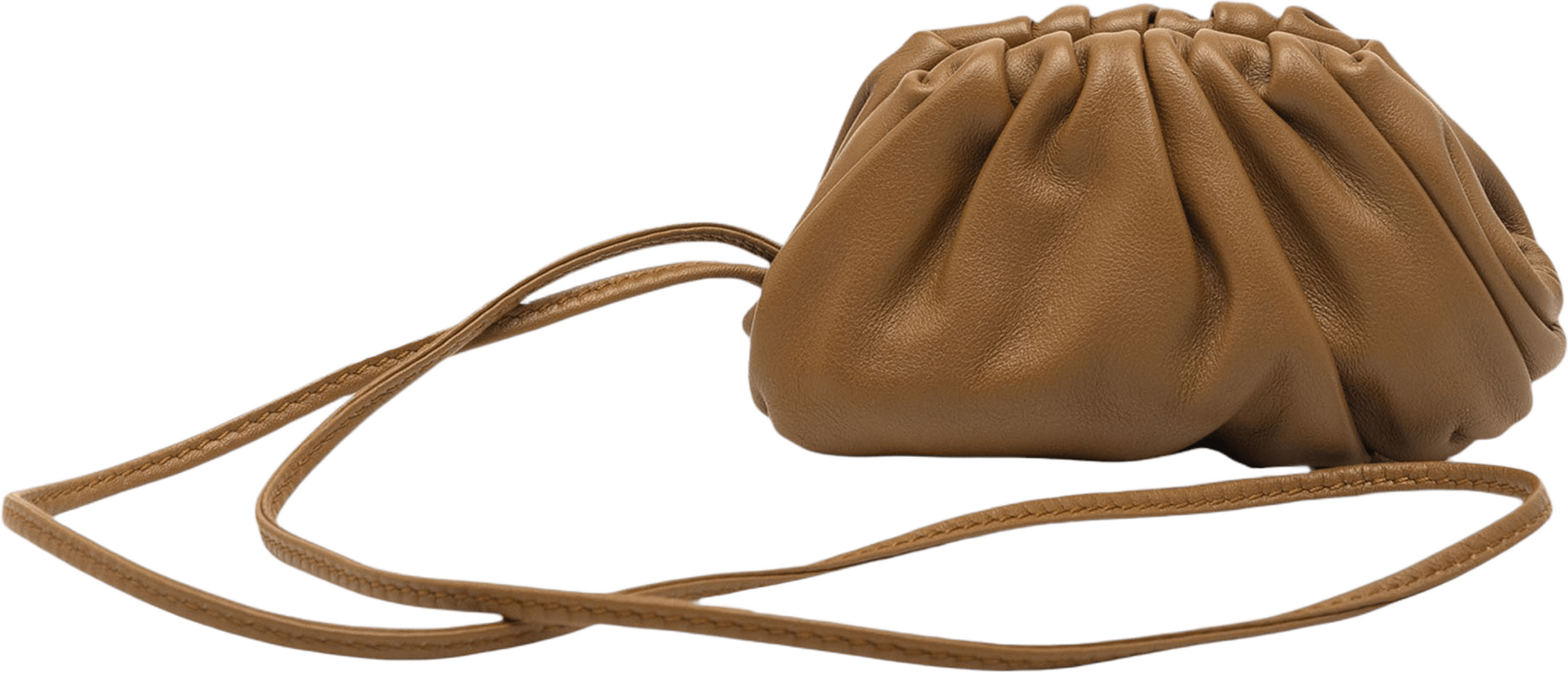Bottega Veneta Lambskin The Extra Mini Pouch Crossbody, från Luxclusif, i färgen brown. Klicka för att öppna bilden i stort format