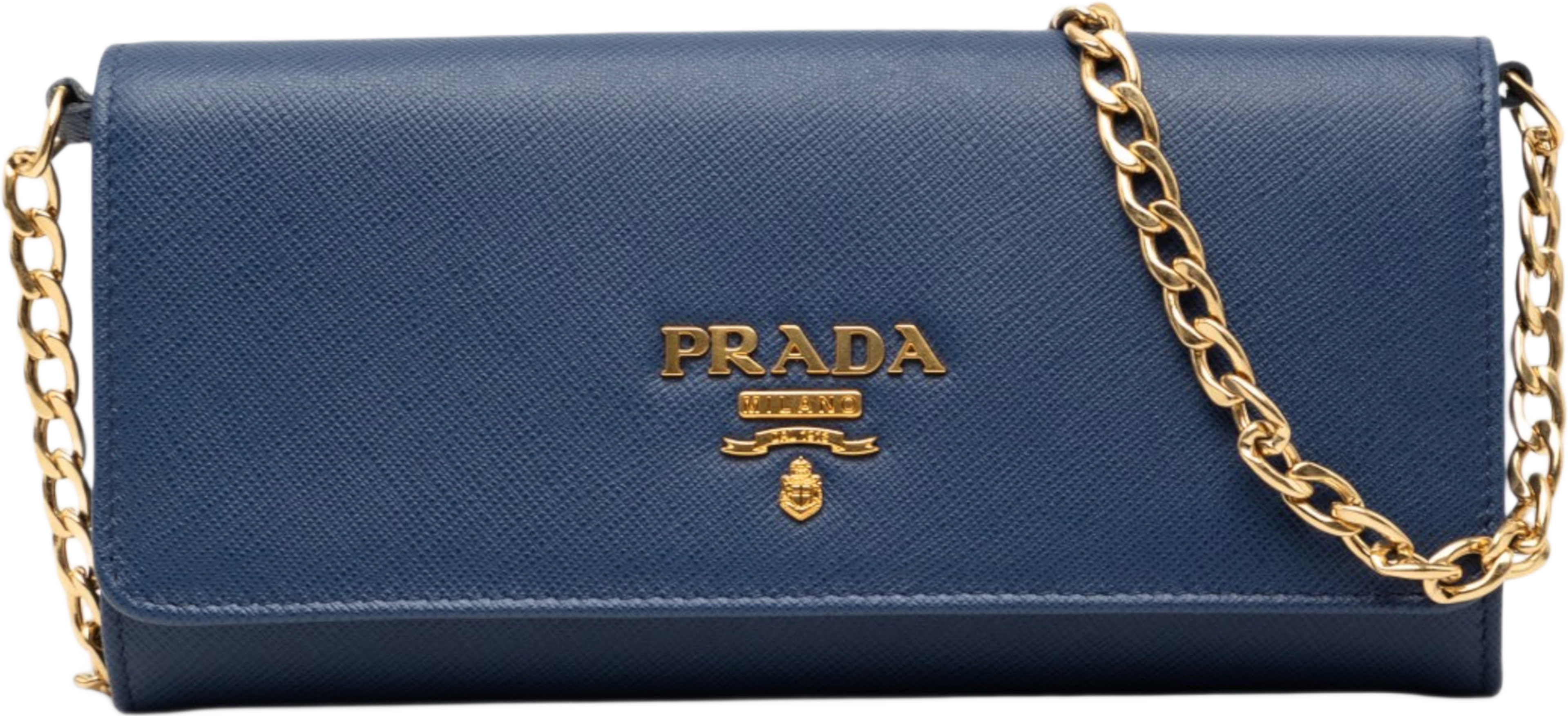 Prada Saffiano Wallet On Chain, från Luxclusif, i färgen blue. Klicka för att öppna bilden i stort format