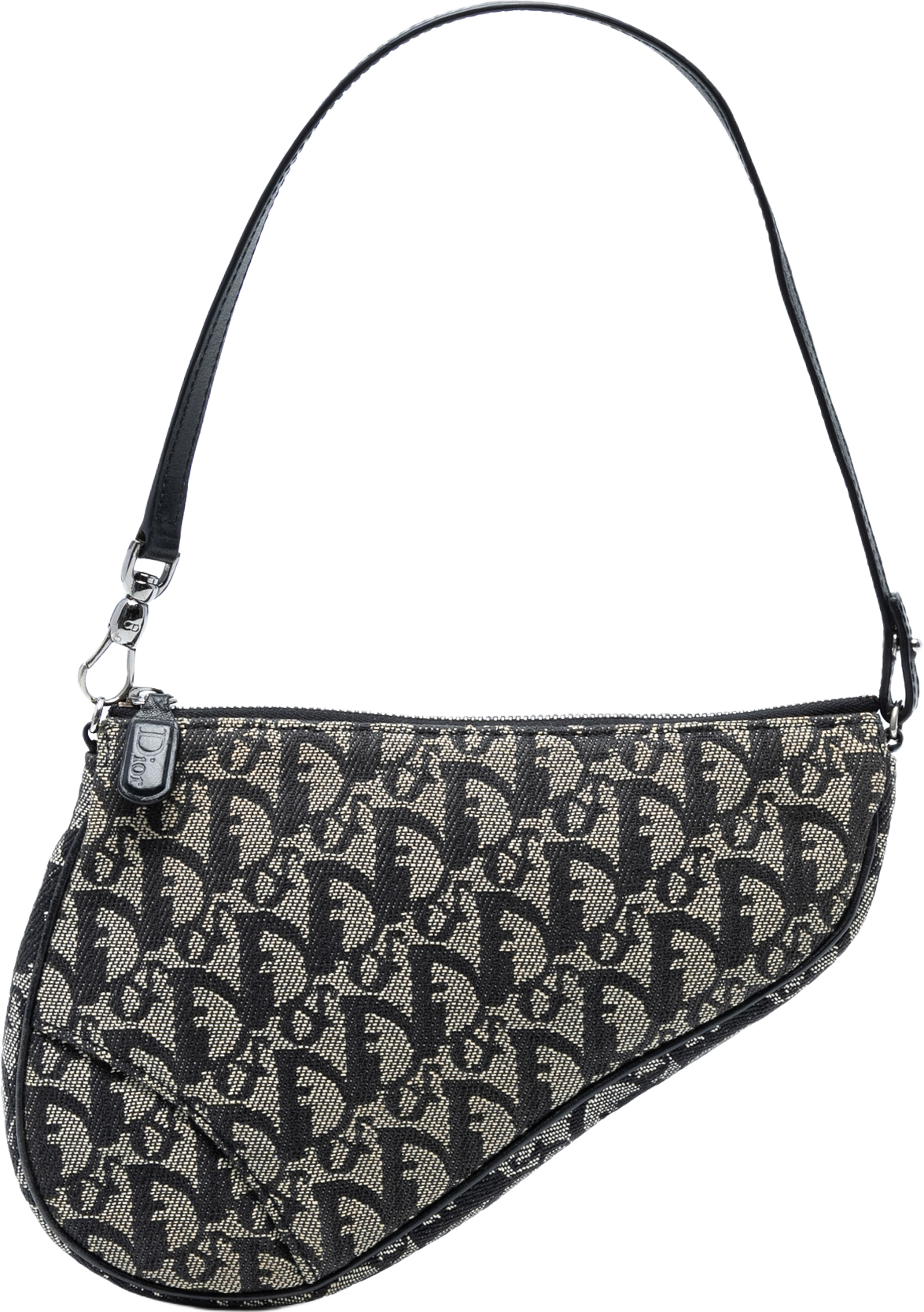 Dior Mini Diorissimo Canvas Saddle Pochette, från Luxclusif, i färgen black. Klicka för att öppna bilden i stort format