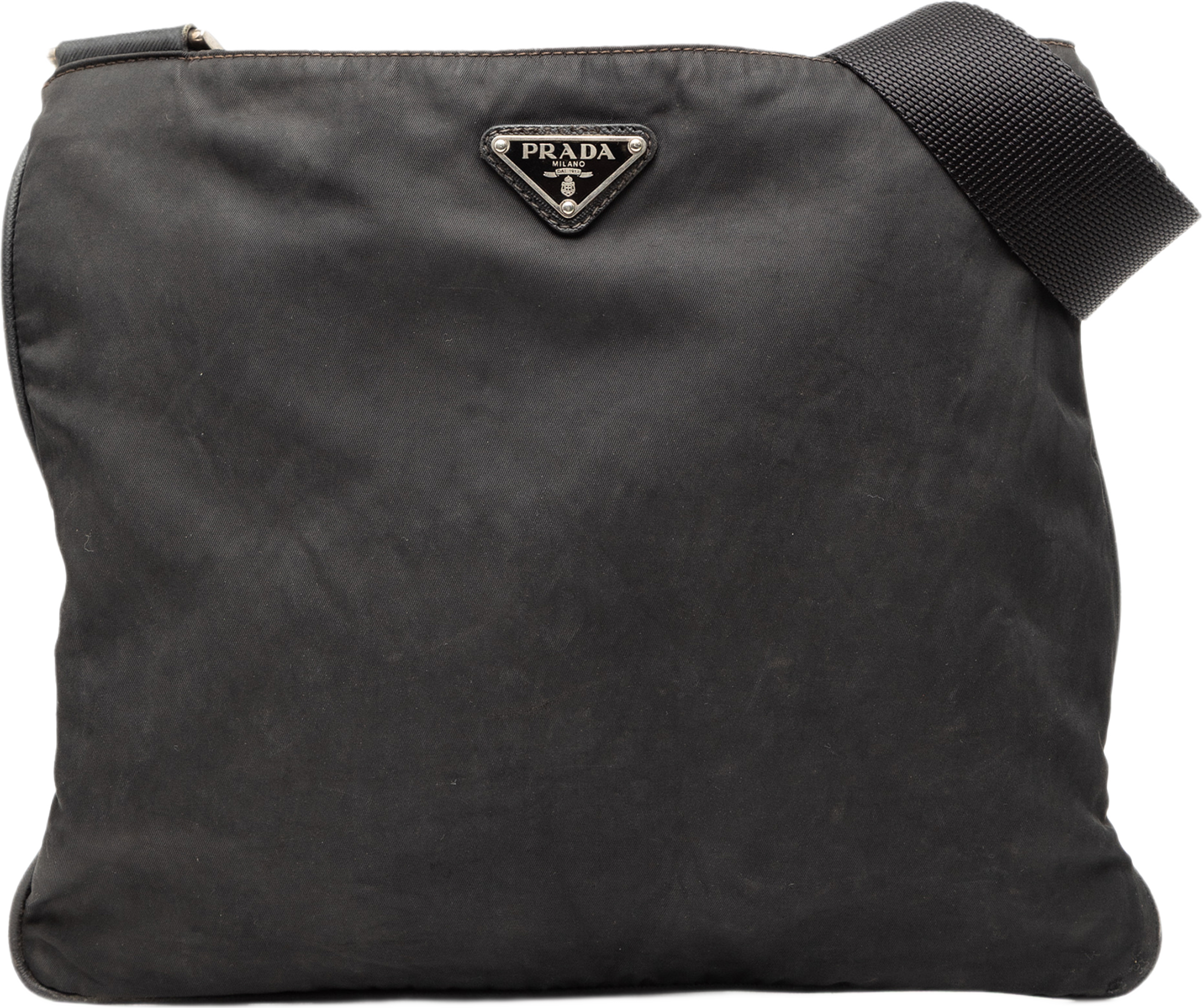 Prada Tessuto Zip Top Crossbody, från Luxclusif, i färgen black. Klicka för att öppna bilden i stort format