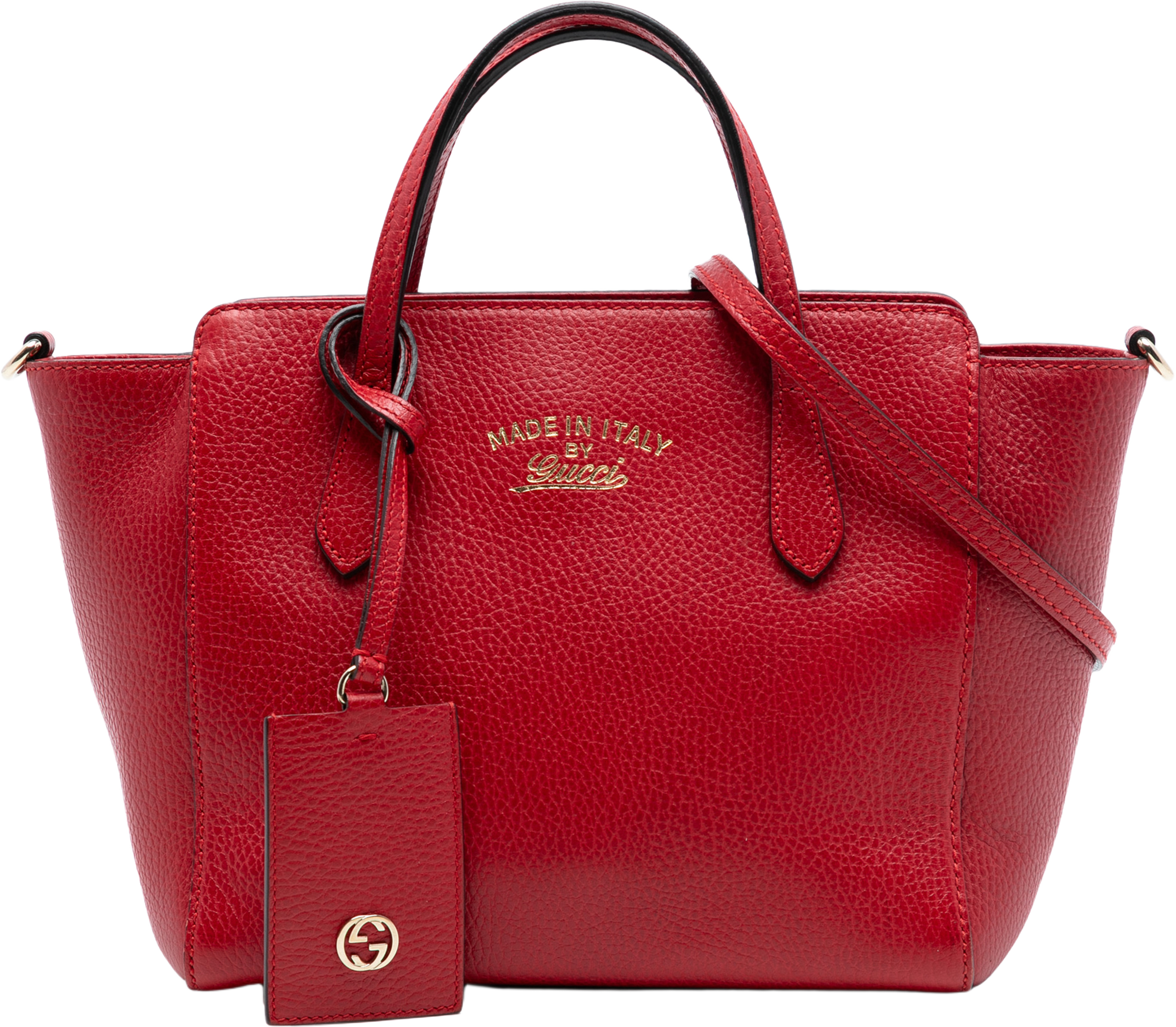 Gucci Mini Leather Swing Satchel, från Luxclusif, i färgen red. Klicka för att öppna bilden i stort format