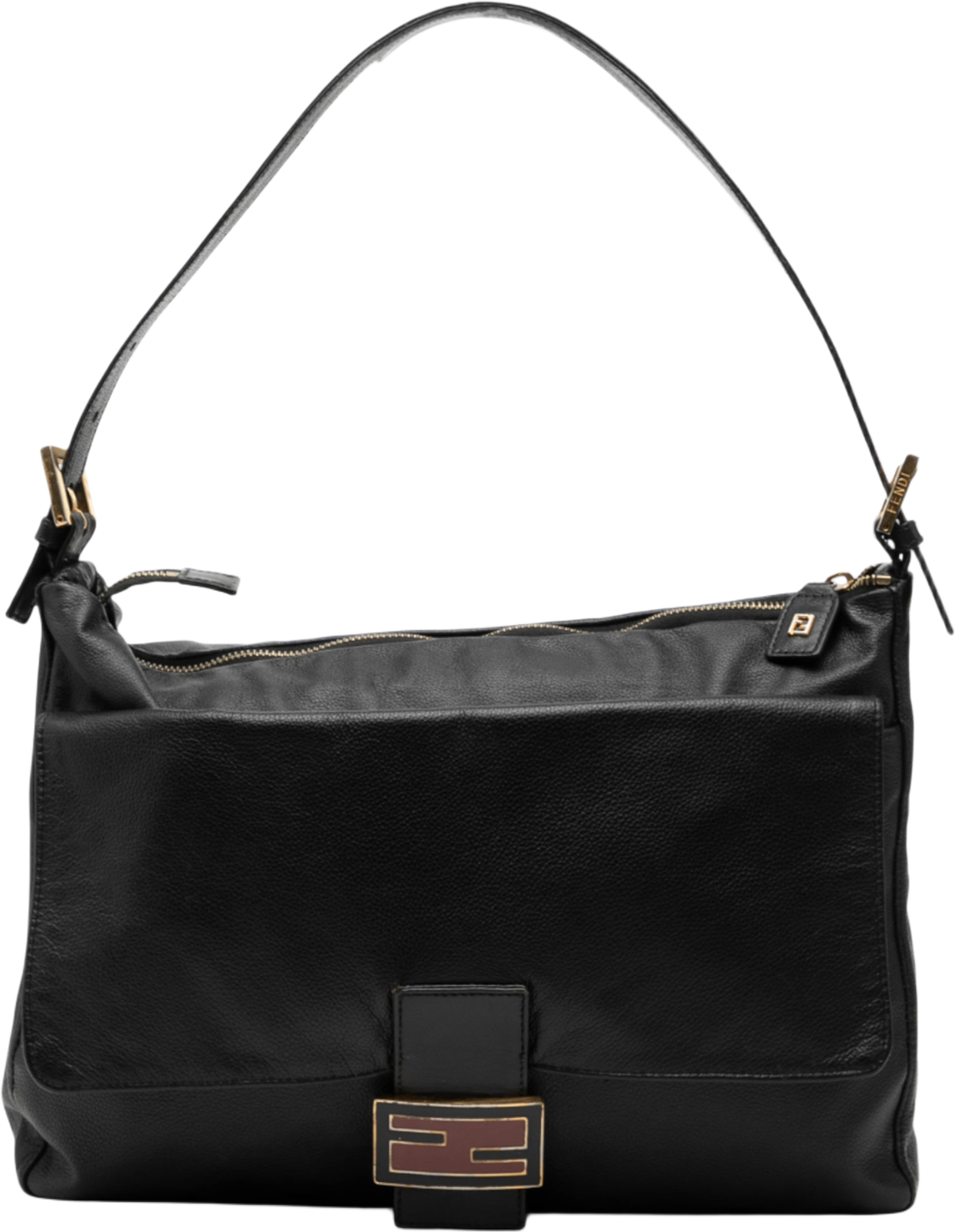 Fendi Leather Shoulder Bag, från Luxclusif, i färgen black. Klicka för att öppna bilden i stort format