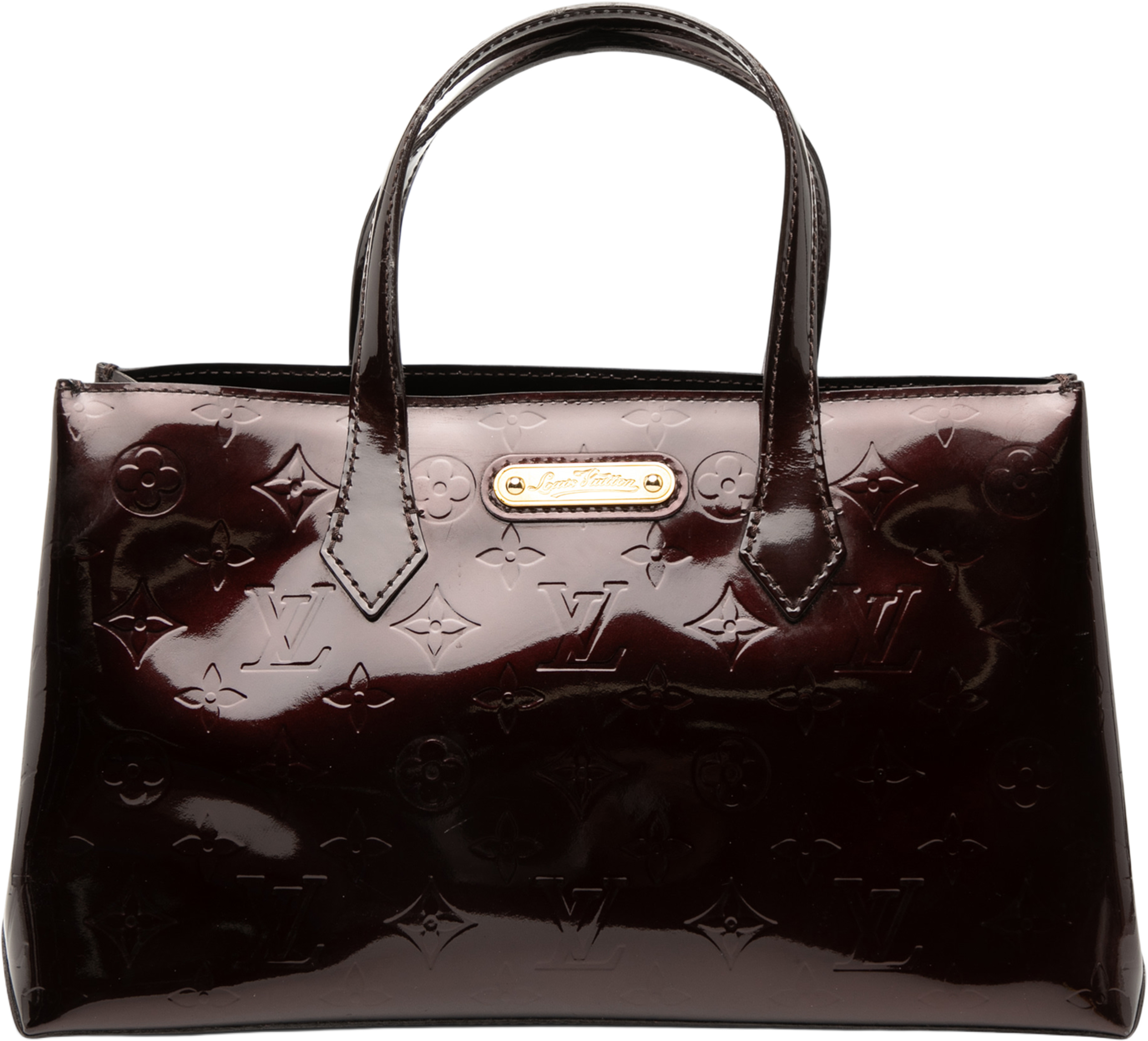 Louis Vuitton Monogram Vernis Wilshire Pm, från Luxclusif, i färgen purple. Klicka för att öppna bilden i stort format