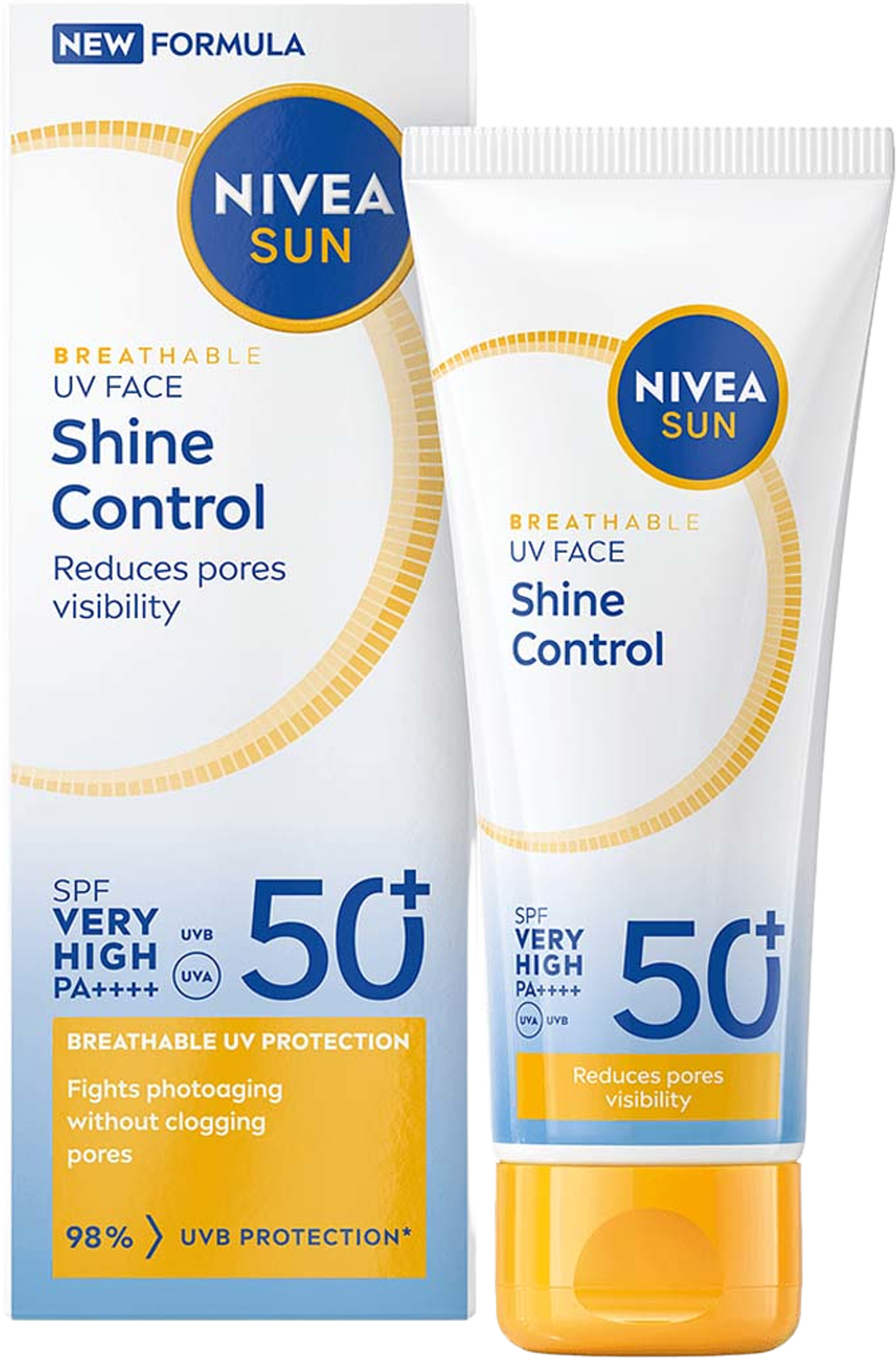 Solskydd ansikte UV Face Shine Control SPF50+, från NIVEA. Klicka för att öppna bilden i stort format