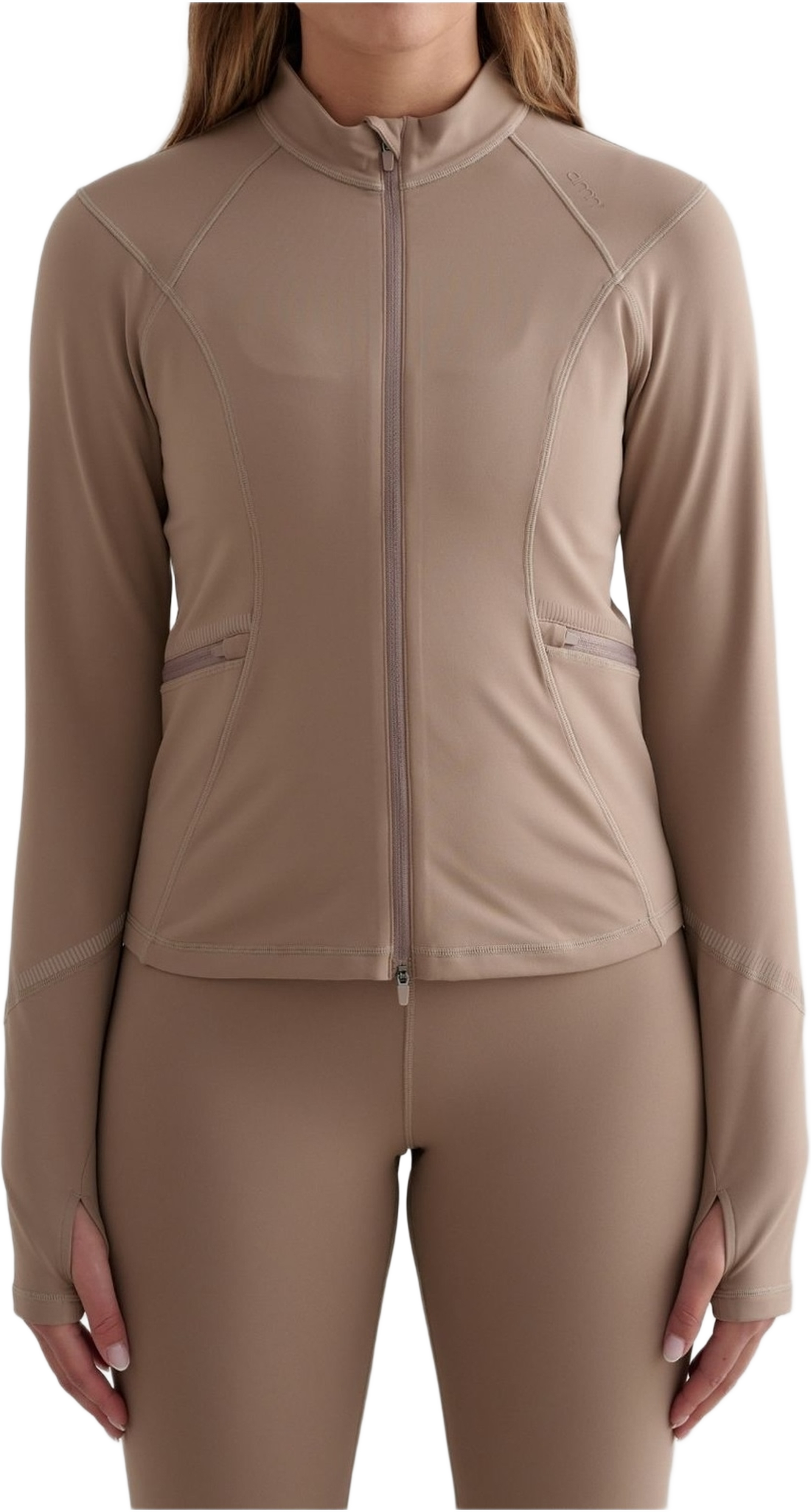 Reflective Warming Zip Jacket, från aim'n, i färgen espresso. Klicka för att öppna bilden i stort format