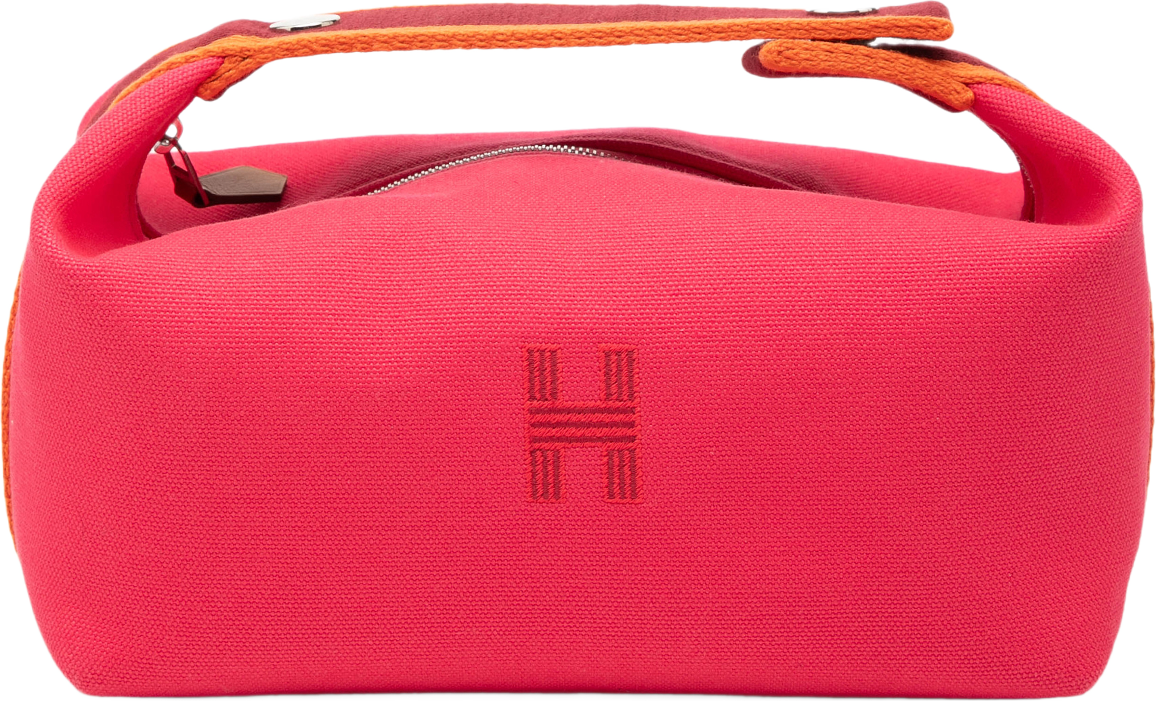 Hermès Small Toile Bride A Brac Case, från Luxclusif, i färgen rosa. Klicka för att öppna bilden i stort format