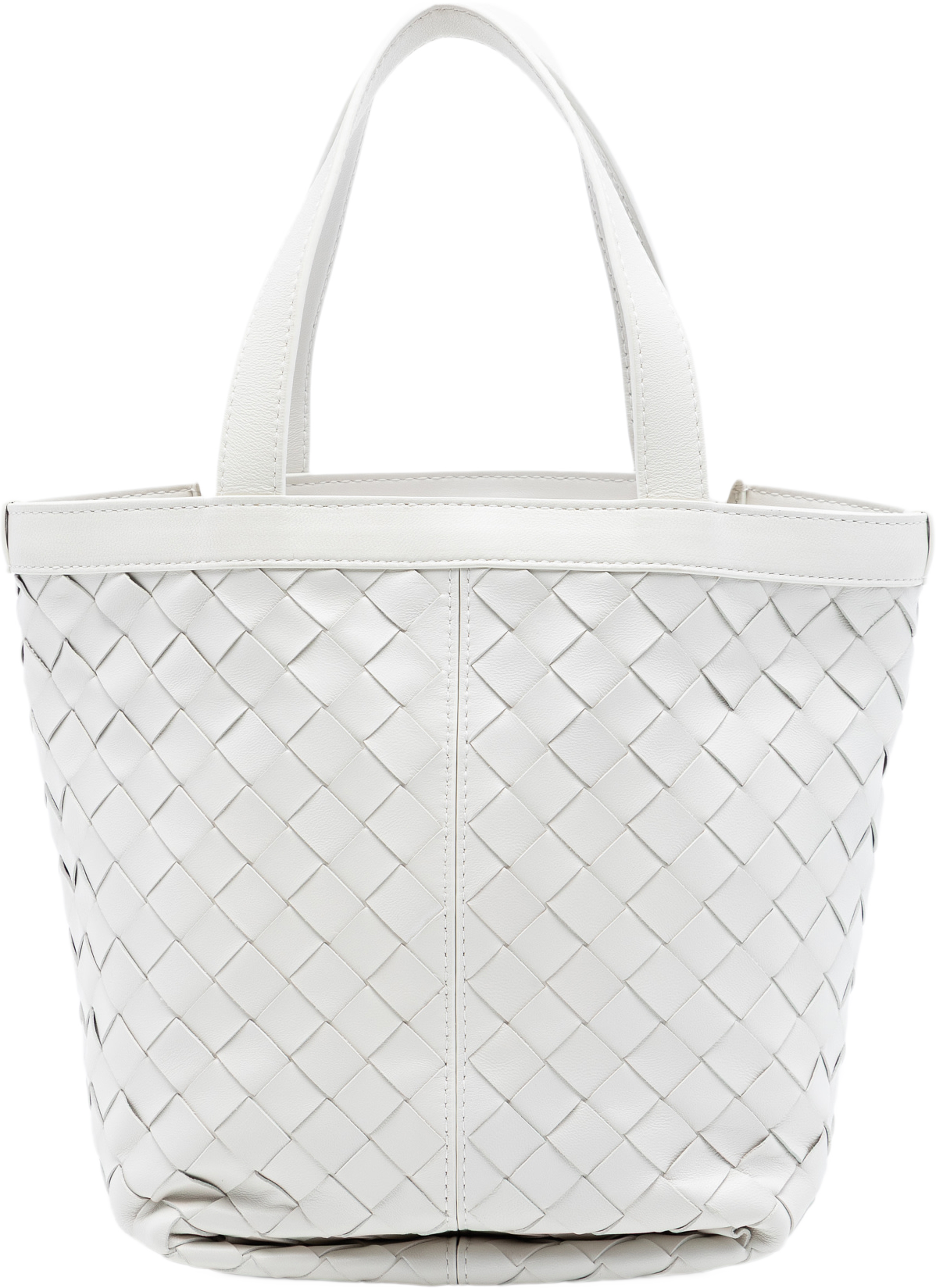 Bottega Veneta Small Nappa Intrecciato Flip Flap Tote, från Luxclusif, i färgen white. Klicka för att öppna bilden i stort format