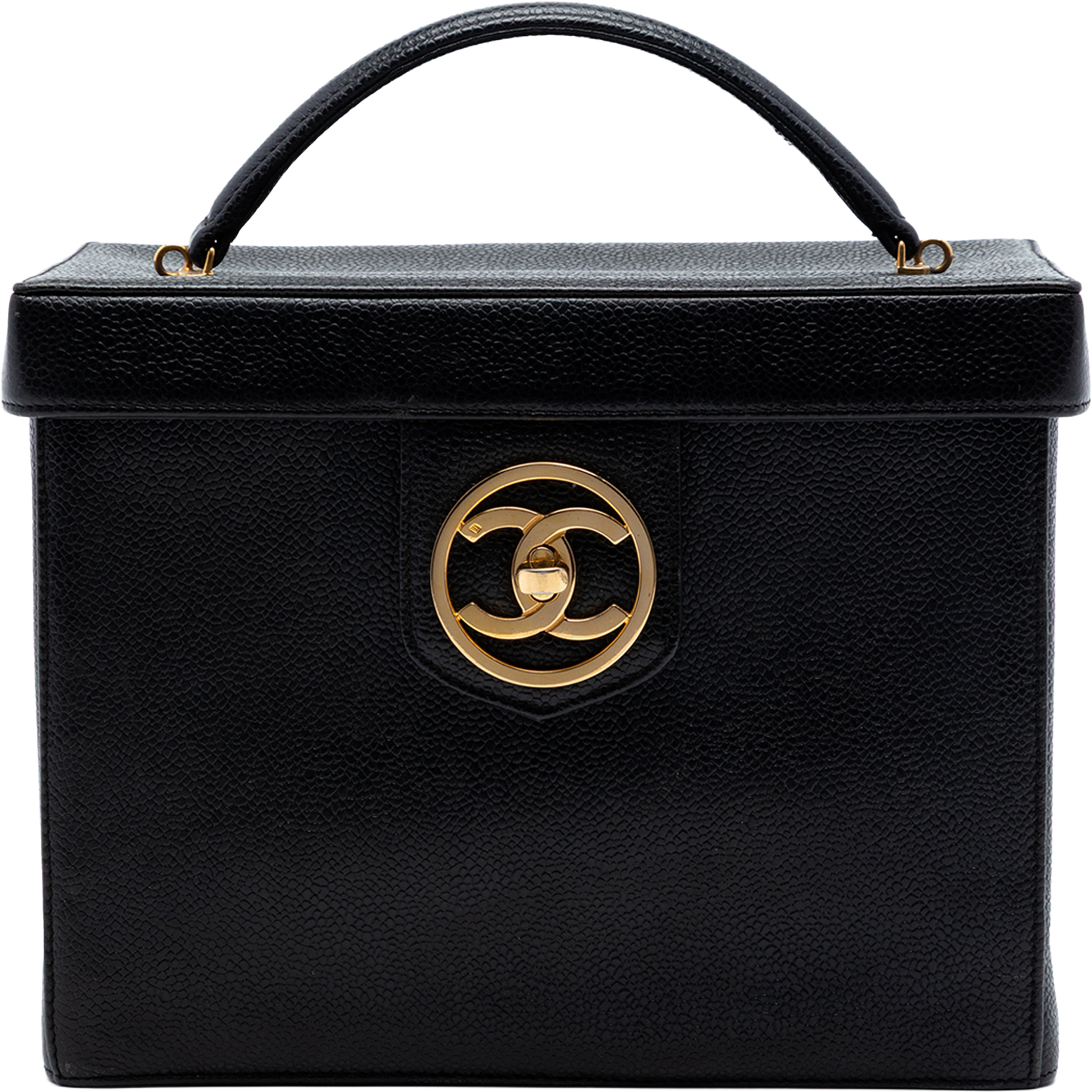 Chanel Cc Caviar Turnlock Vanity Bag, från Luxclusif, i färgen black. Klicka för att öppna bilden i stort format