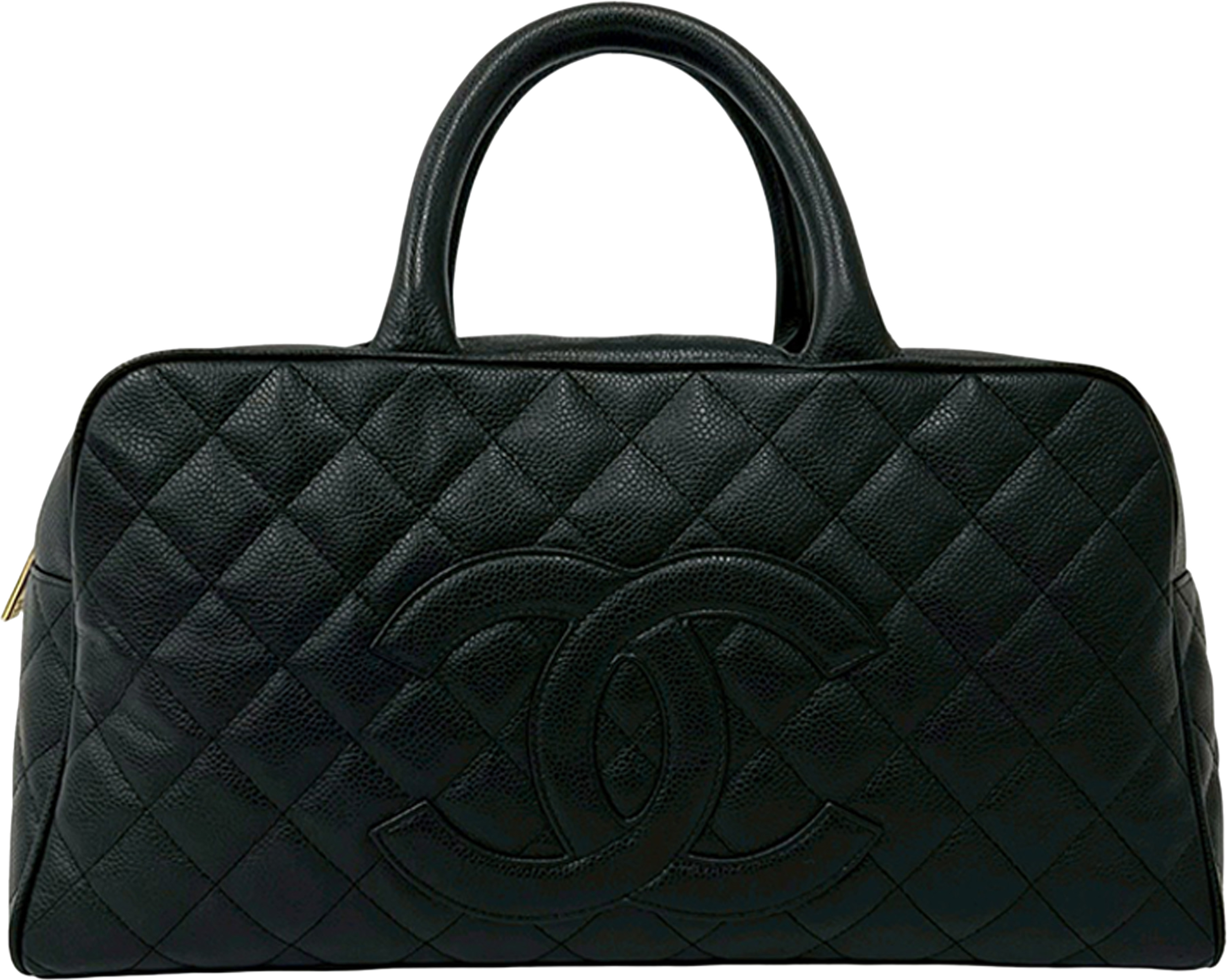 Chanel Large Cc Quilted Caviar Bowler Bag, från Luxclusif, i färgen black. Klicka för att öppna bilden i stort format