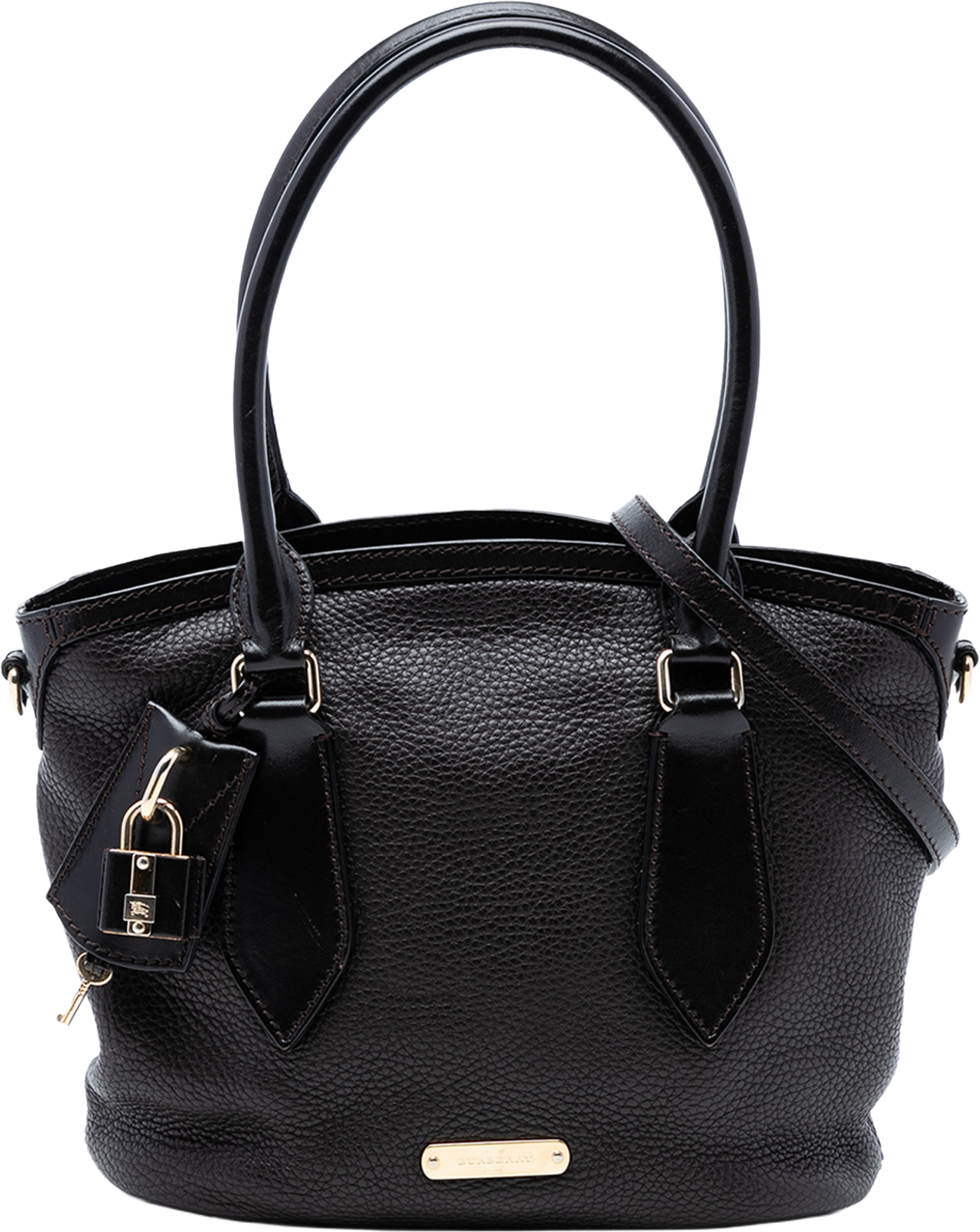 Burberry Grainy Calfskin Satchel, från Luxclusif, i färgen black. Klicka för att öppna bilden i stort format