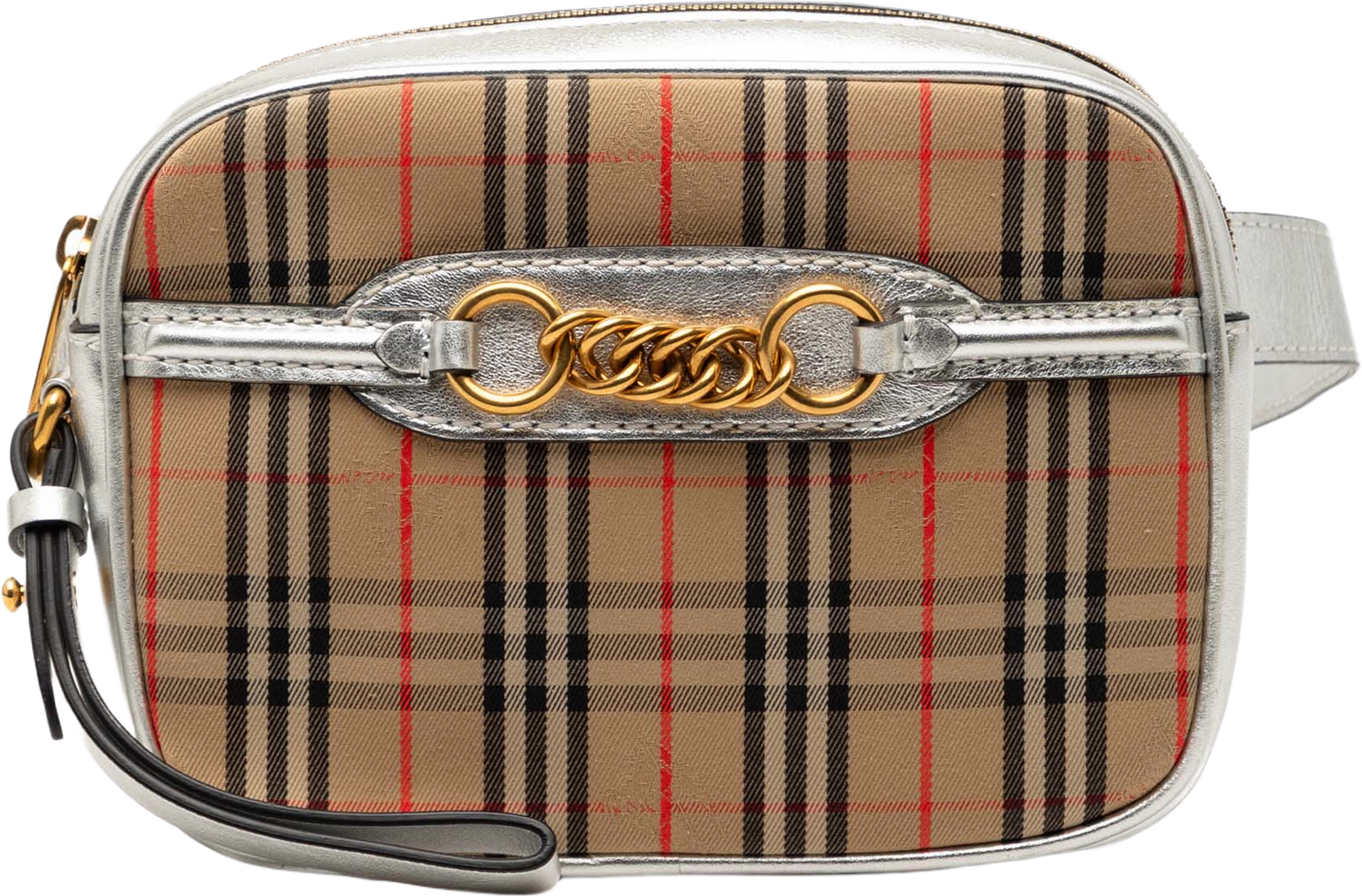 Burberry Haymarket Check Canvas 1983 Link Belt Bag, från Luxclusif, i färgen beige. Klicka för att öppna bilden i stort format